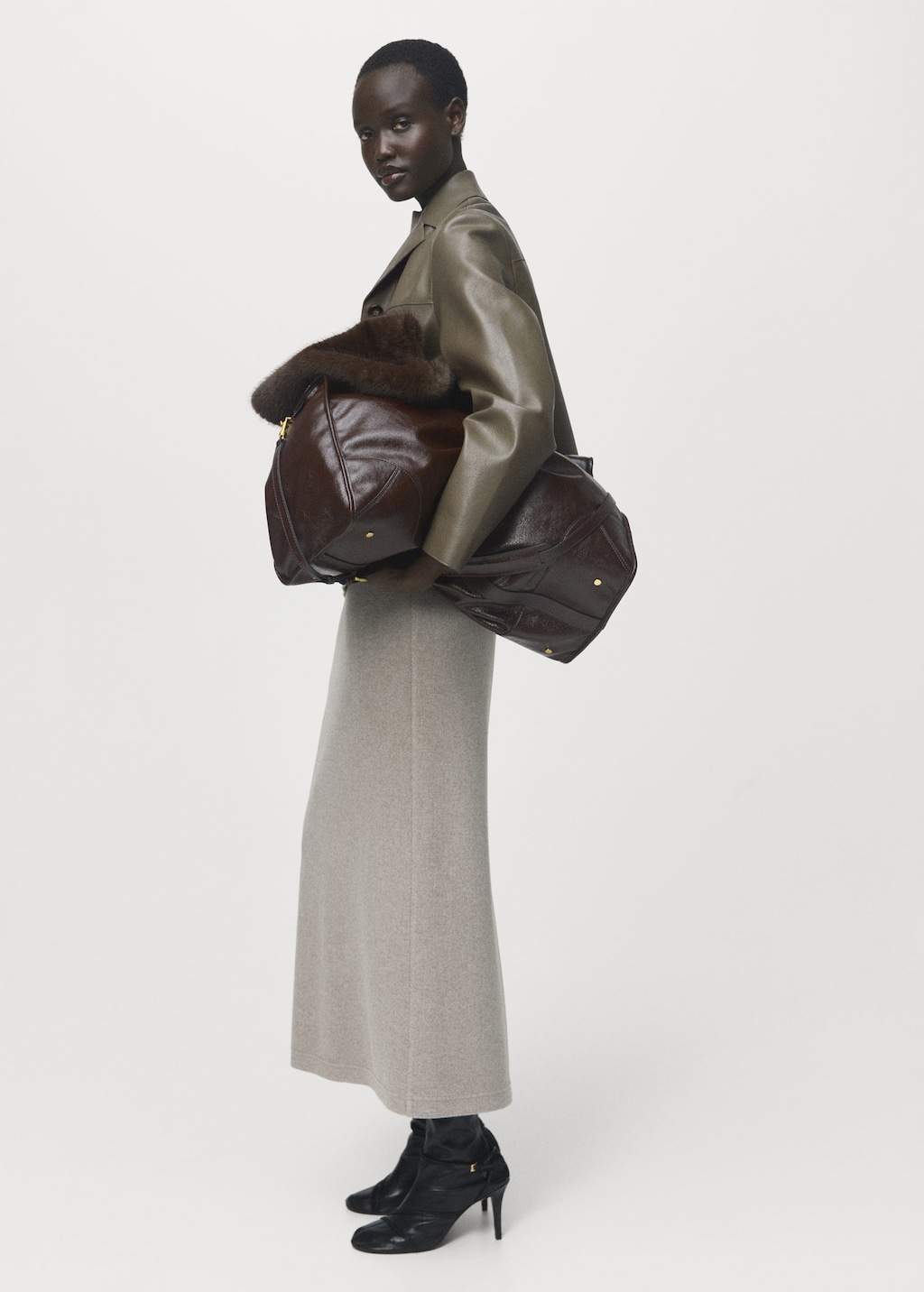 Mango Jupe Longue À Taille Élastique Marron Moyen - Femme - 4xl - In Brown