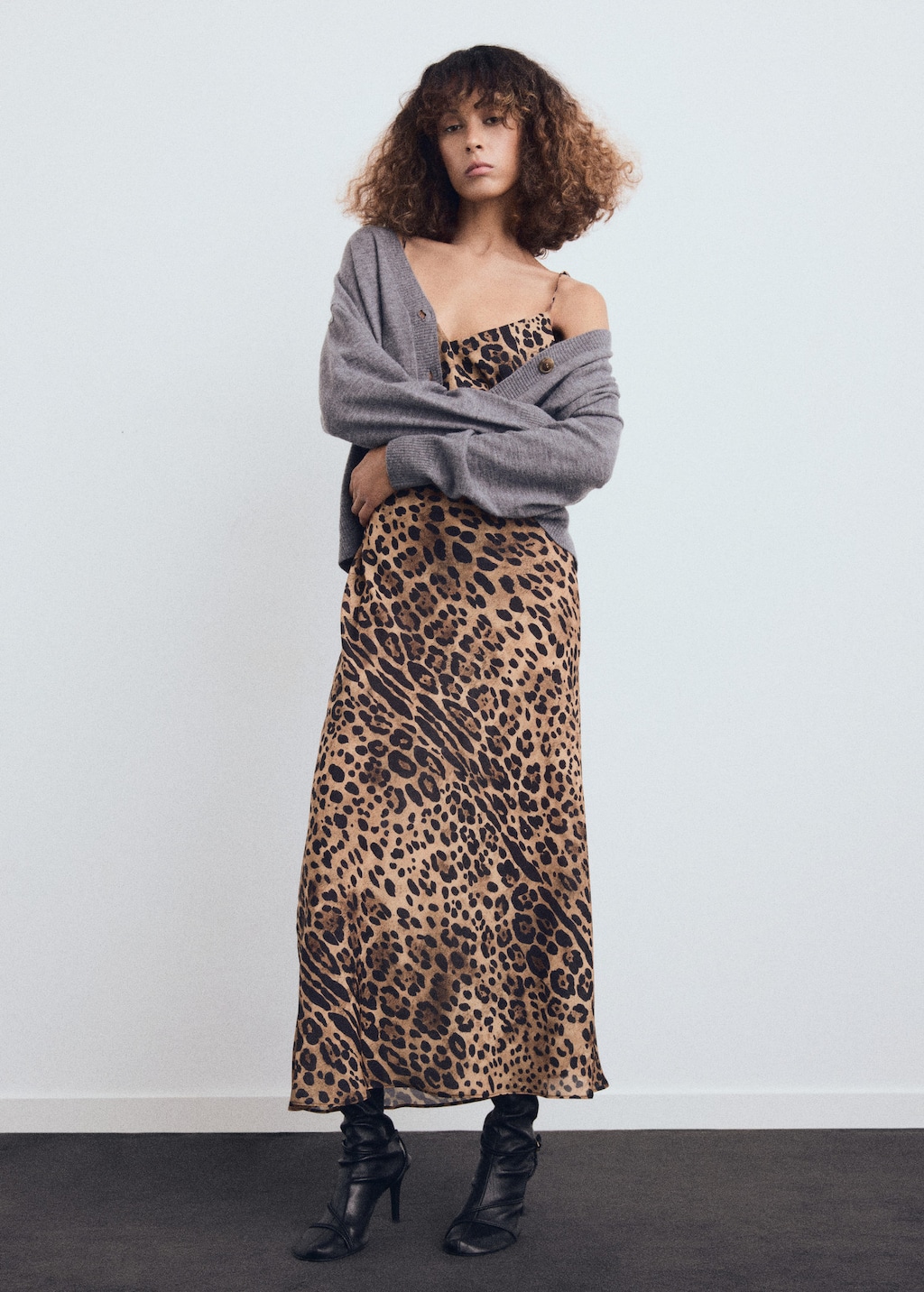 Mango Leopard-print Open-back Dress Brown