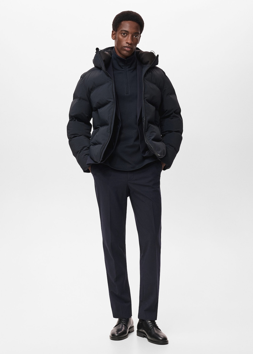 Mango Man Anorak Matelassé Capuche Imperméable Bleu Marine - Homme - Xxl -  In Blue