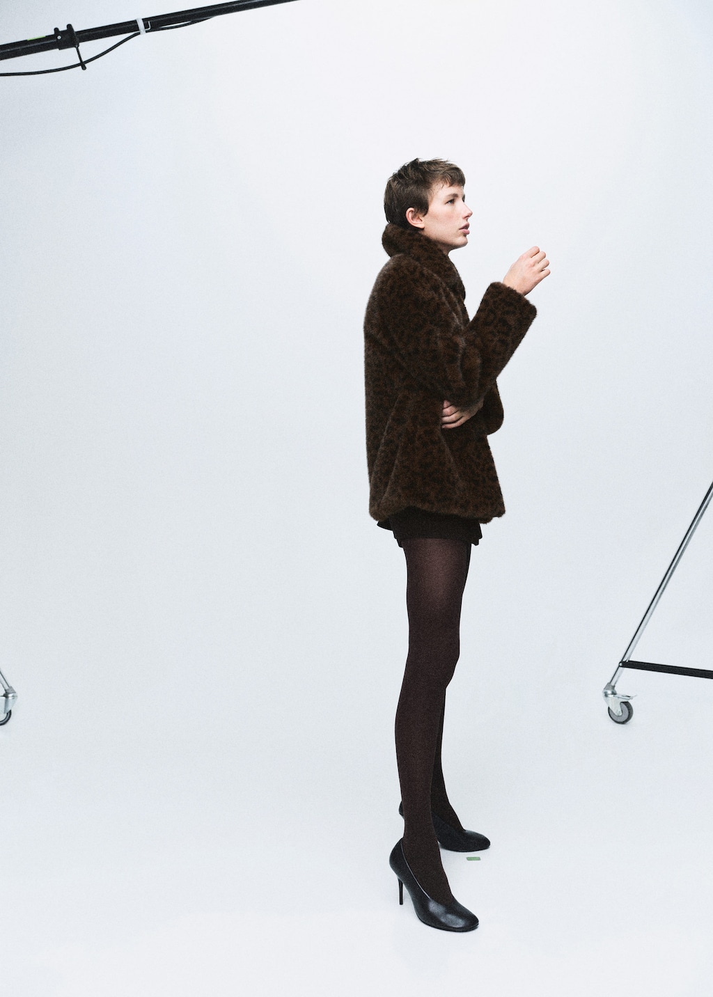 Mango Manteau Imitation Fourrure Léopard Marron - Femme - Xs - In Brown