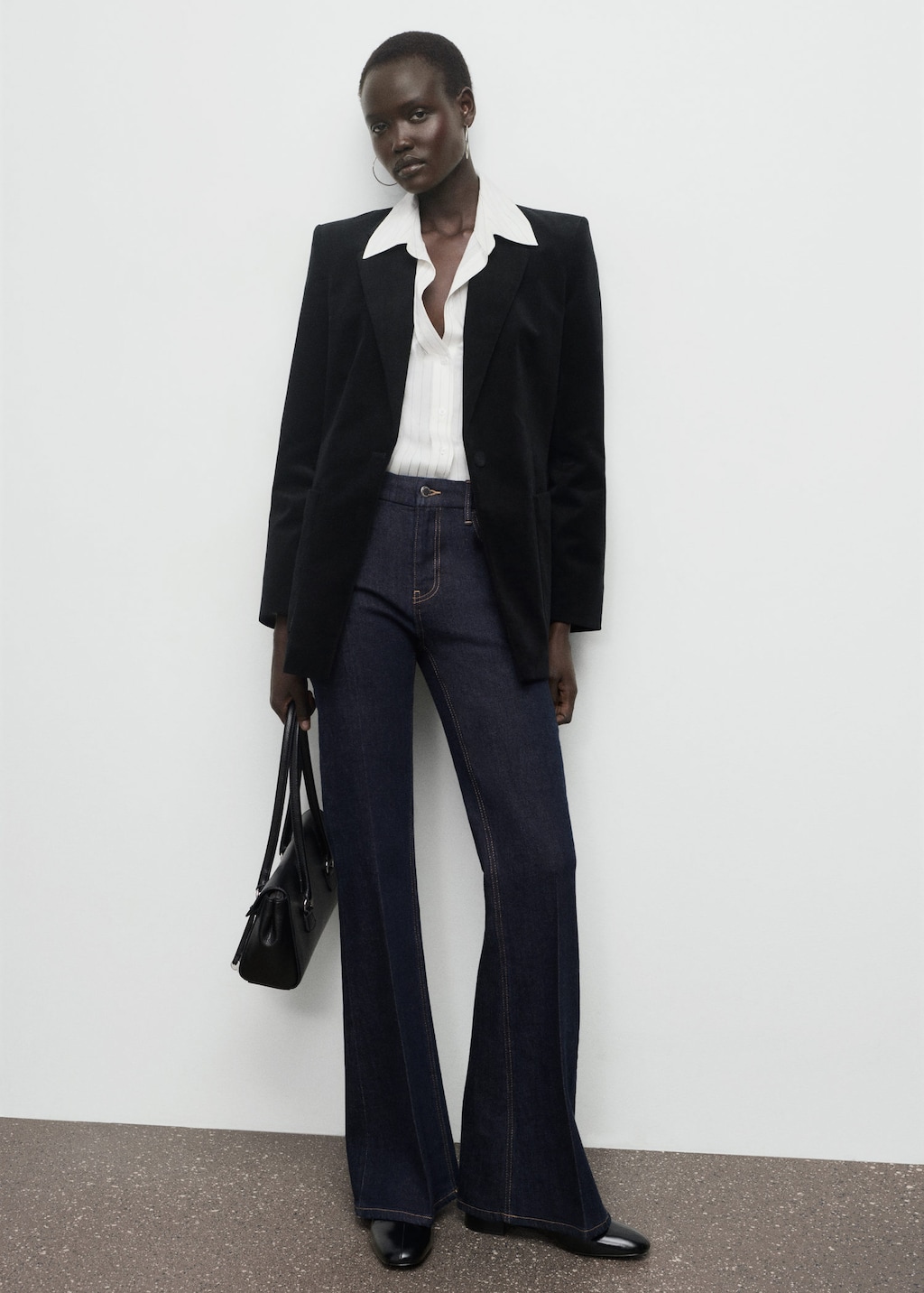 Mango Velveteen Jacket With Pockets Black