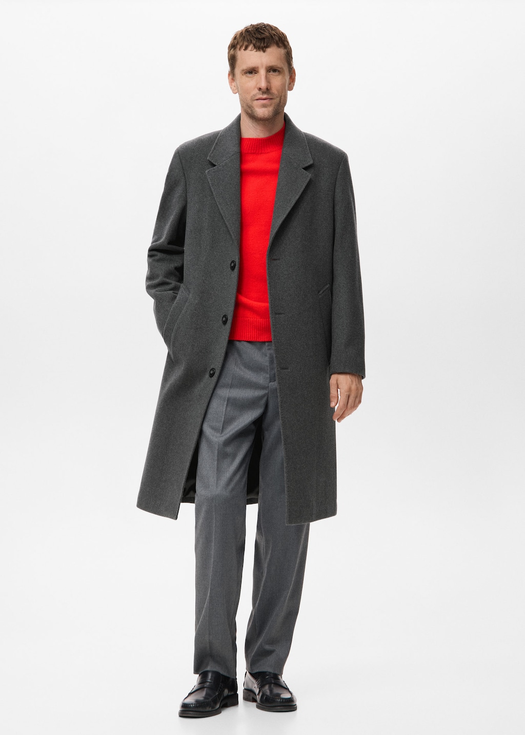 Mango Man Manteau Long En Laine Gris - Homme - S -  In Gray