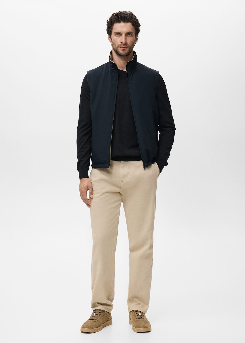 Reversible water-repellent gilet navy - Man - L - MANGO MAN