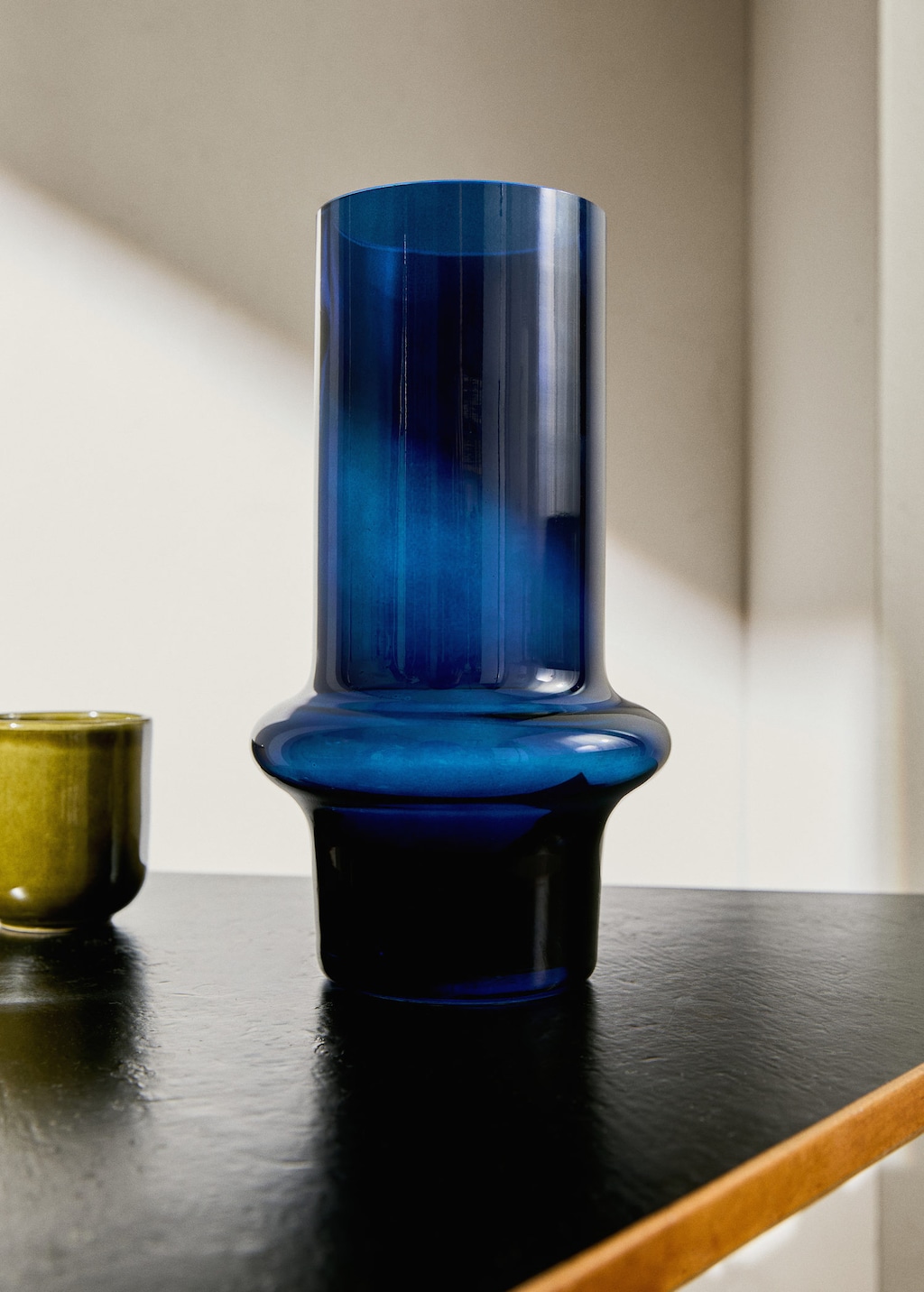 Mango Home Cylindrical Glass Vase Blue