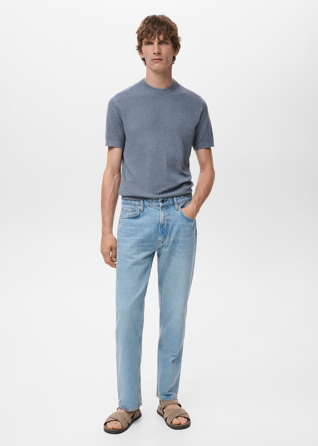 Mango Man T-shirt Maille Fine Coton Bleu Indigo - Homme - Xxl -  In Blue