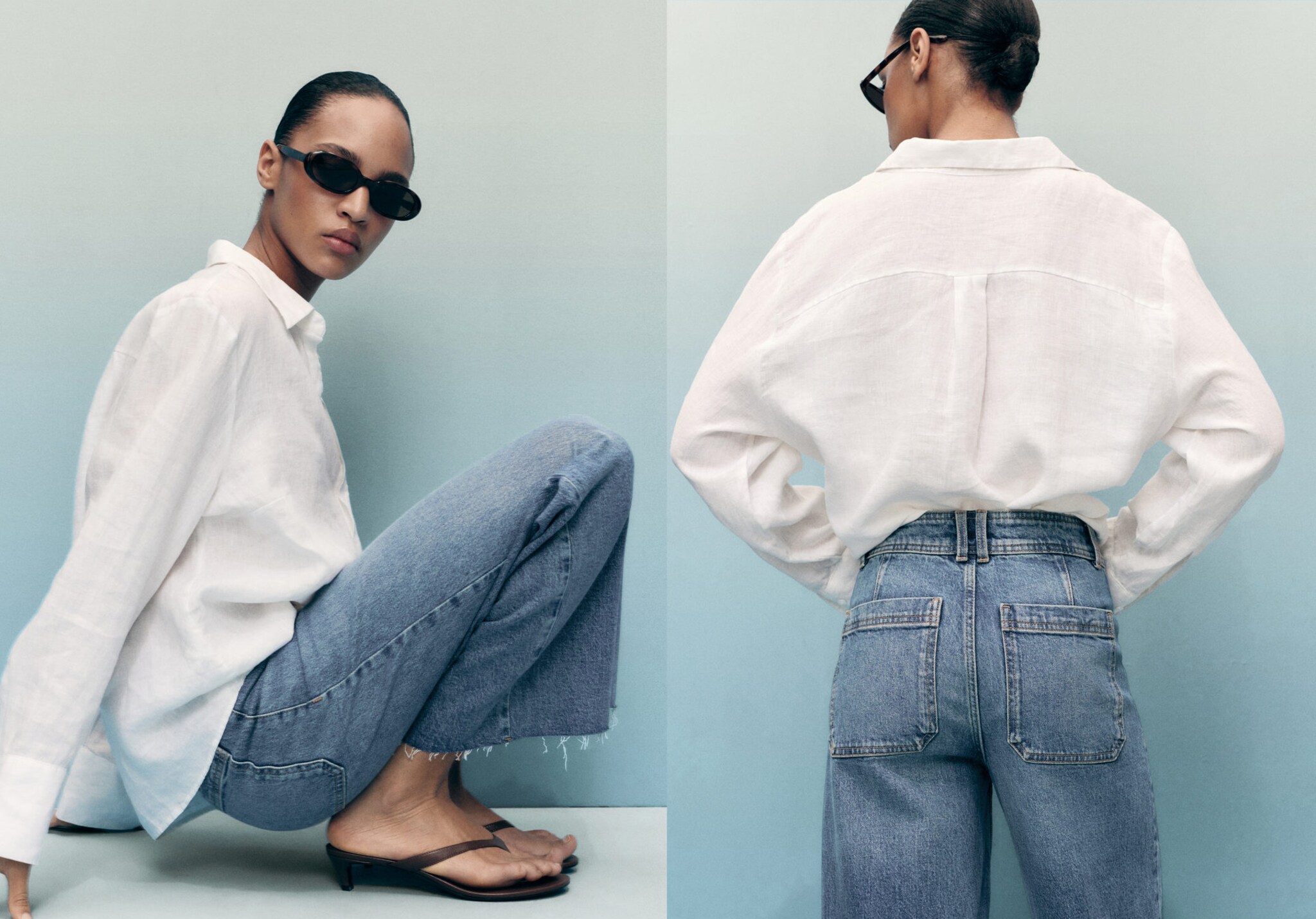 Jean style jupe-culotte Catherin taille haute - Plan panoramique