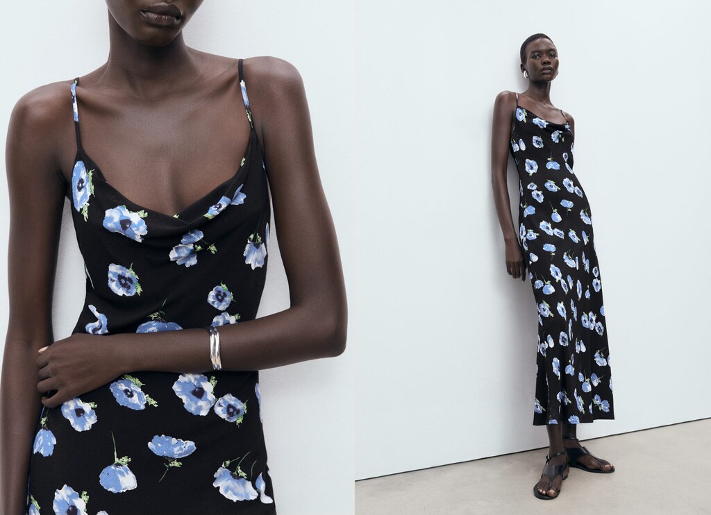 Midi-dress with draped neckline - image 3