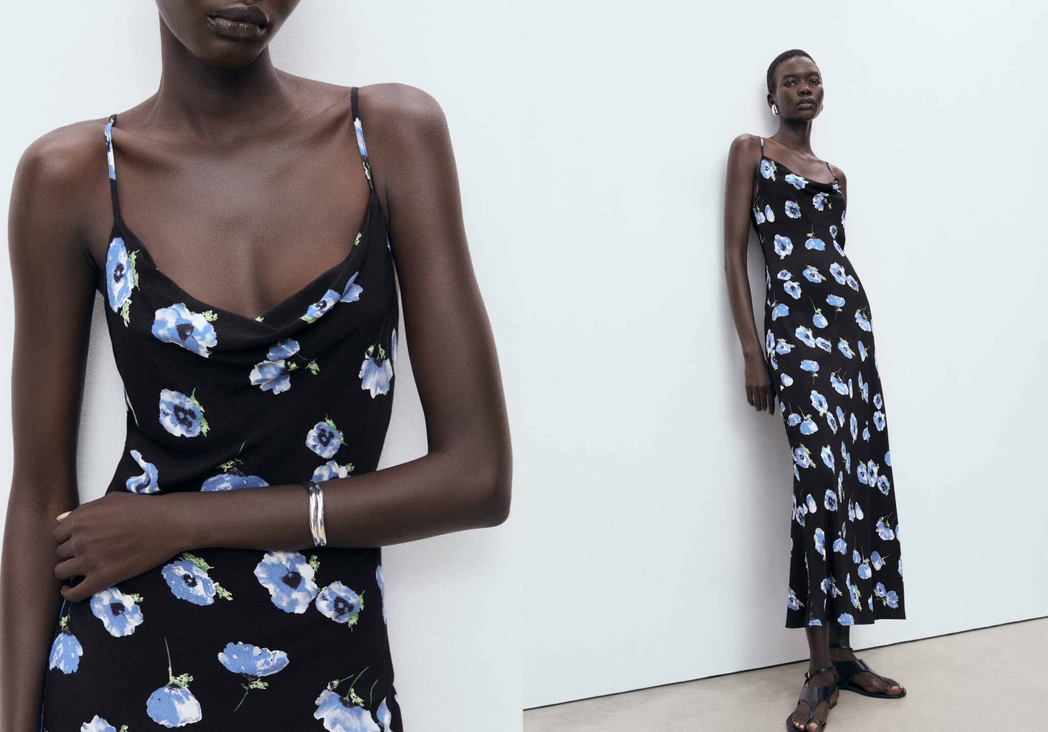 Long dress with draped neckline - Panoramic plane