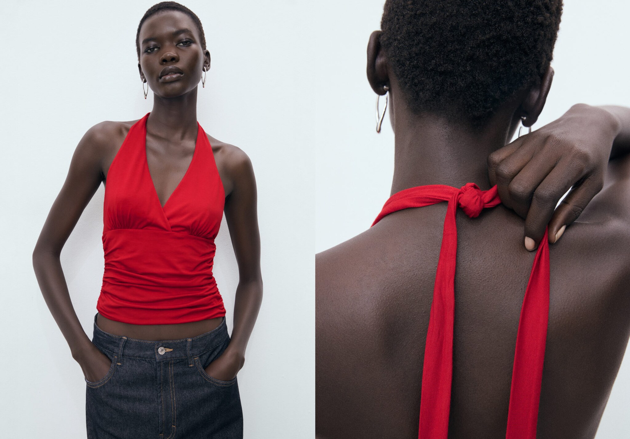 V-neck top with open back - Panoramic plane