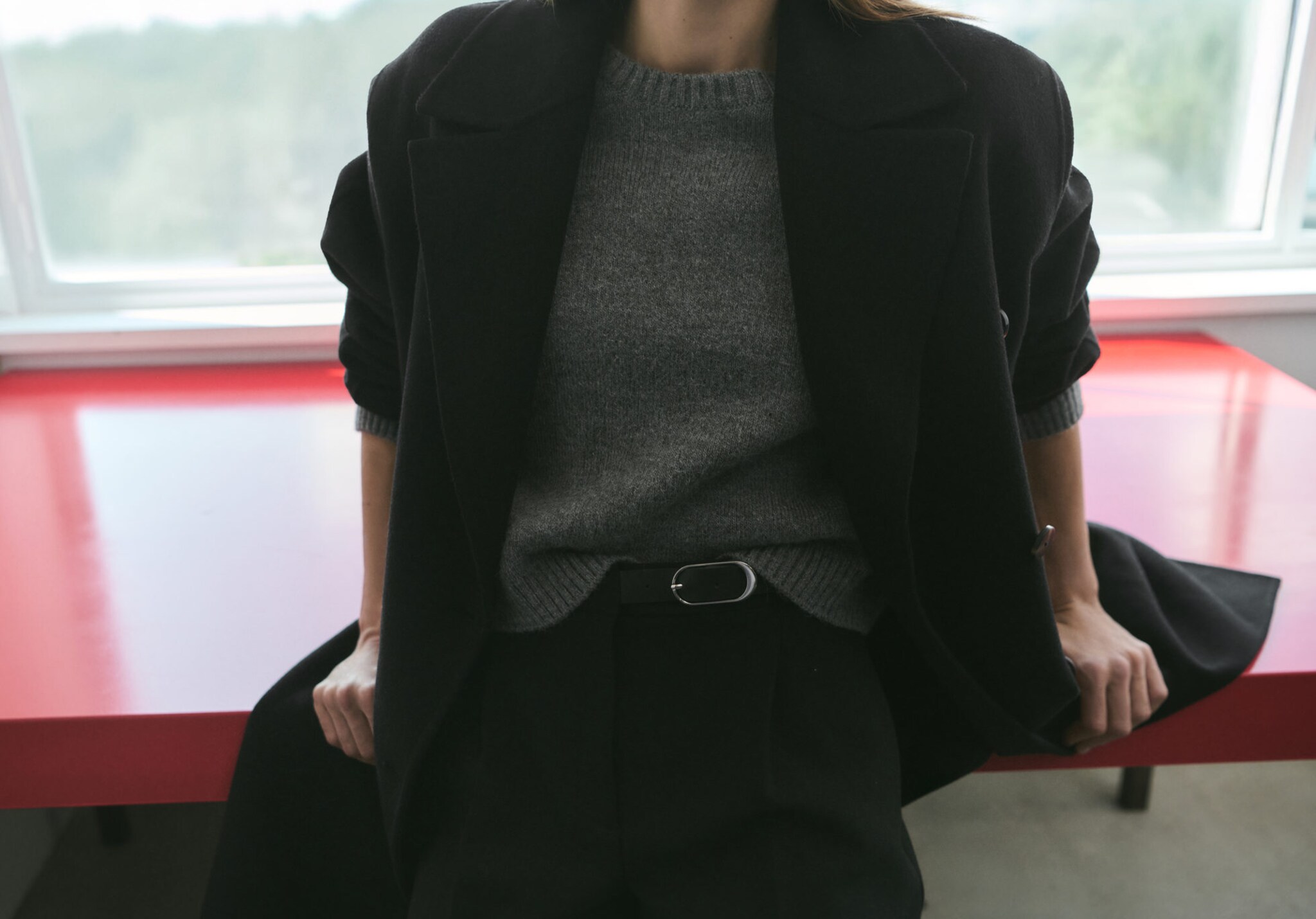 معطف صوفي كبير الحجم مصنوع يدويًا - رؤية بانورامية