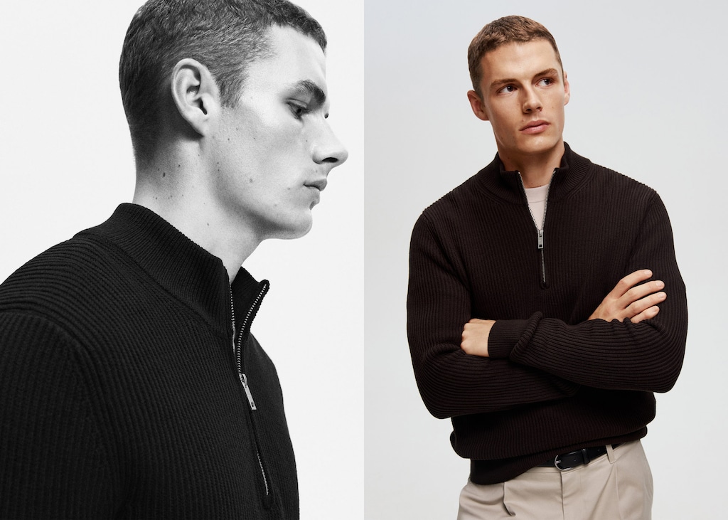 100% cotton perkins-neck sweater