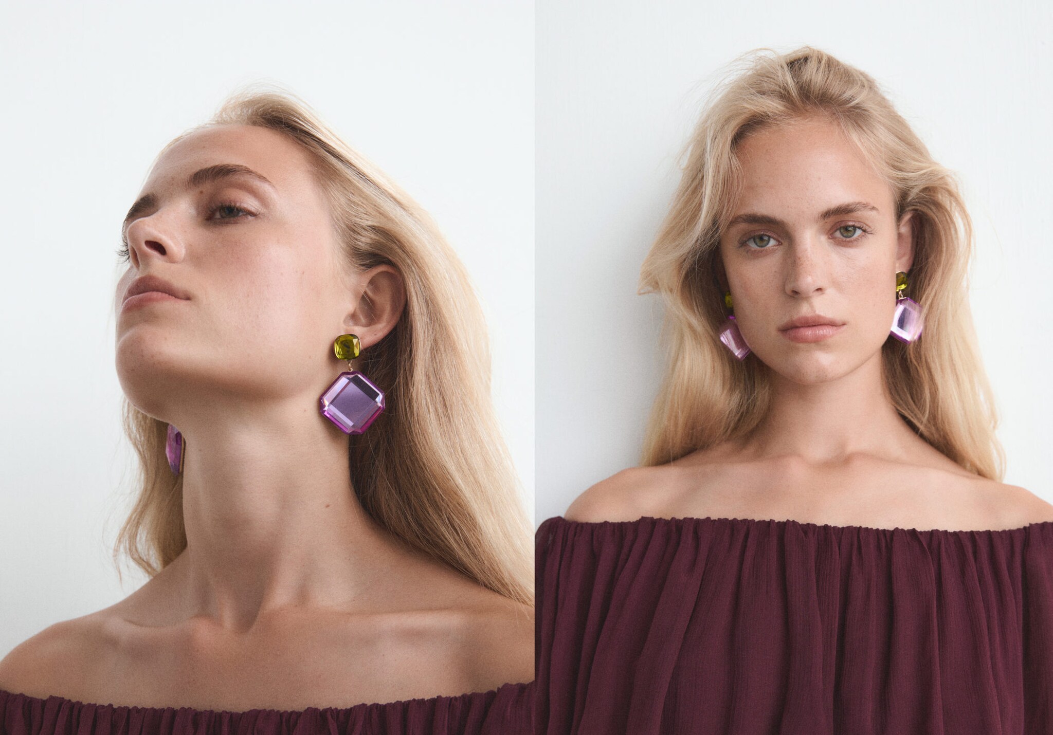 Bicolour pendant earrings - Panoramic plane