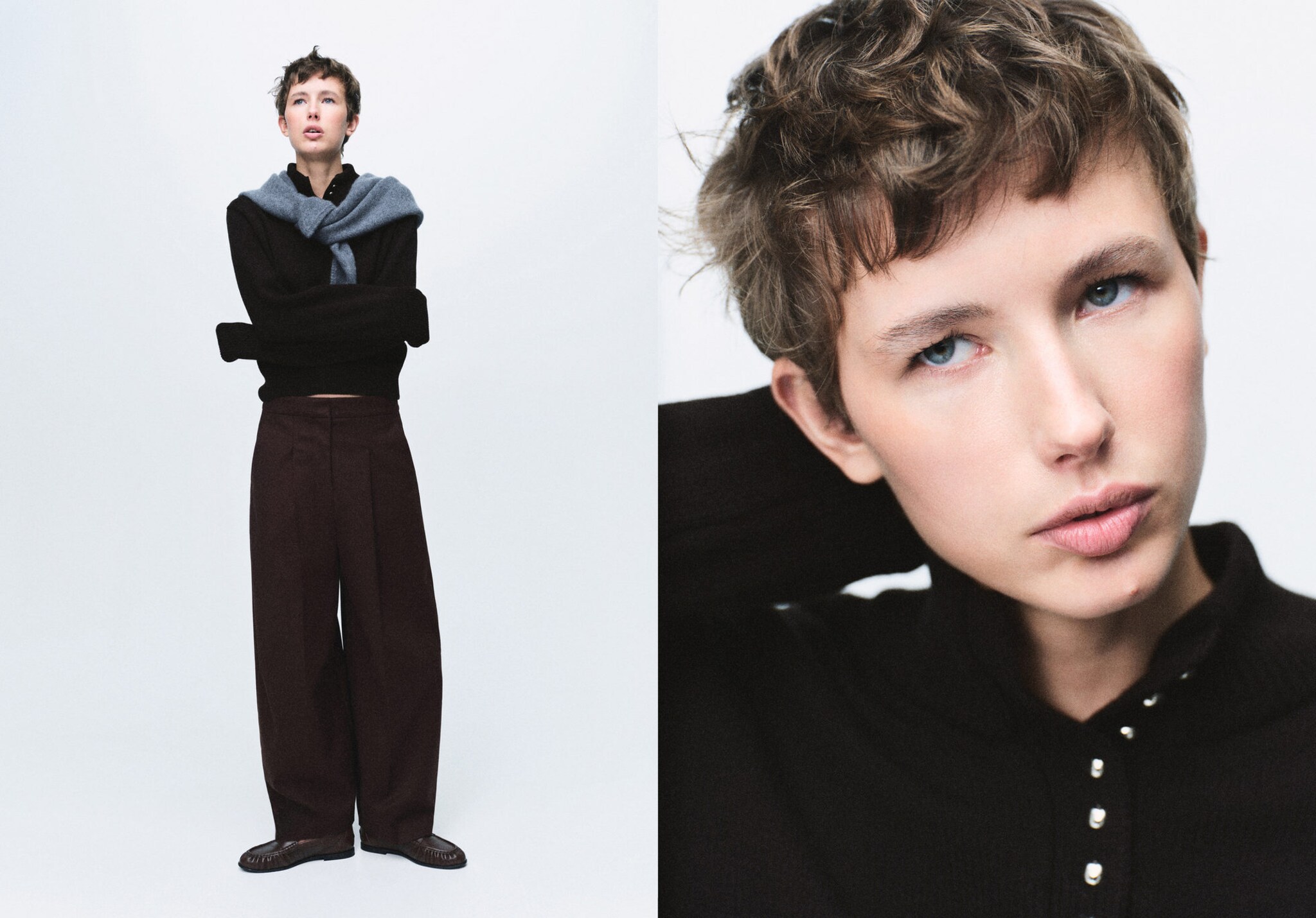 Perkins-neck sweater with button - Panoramic plane