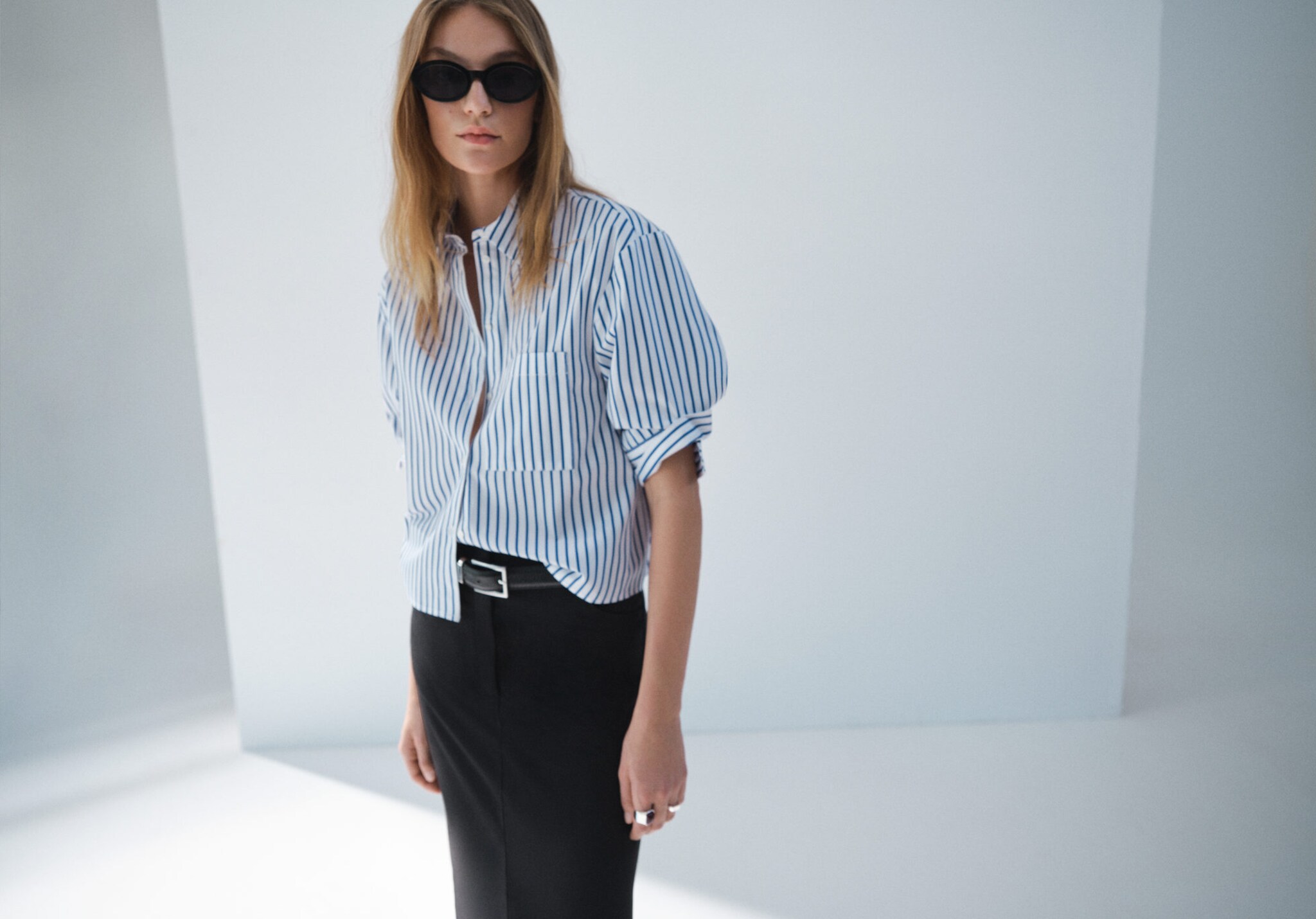 Chemise crop rayures - Plan panoramique