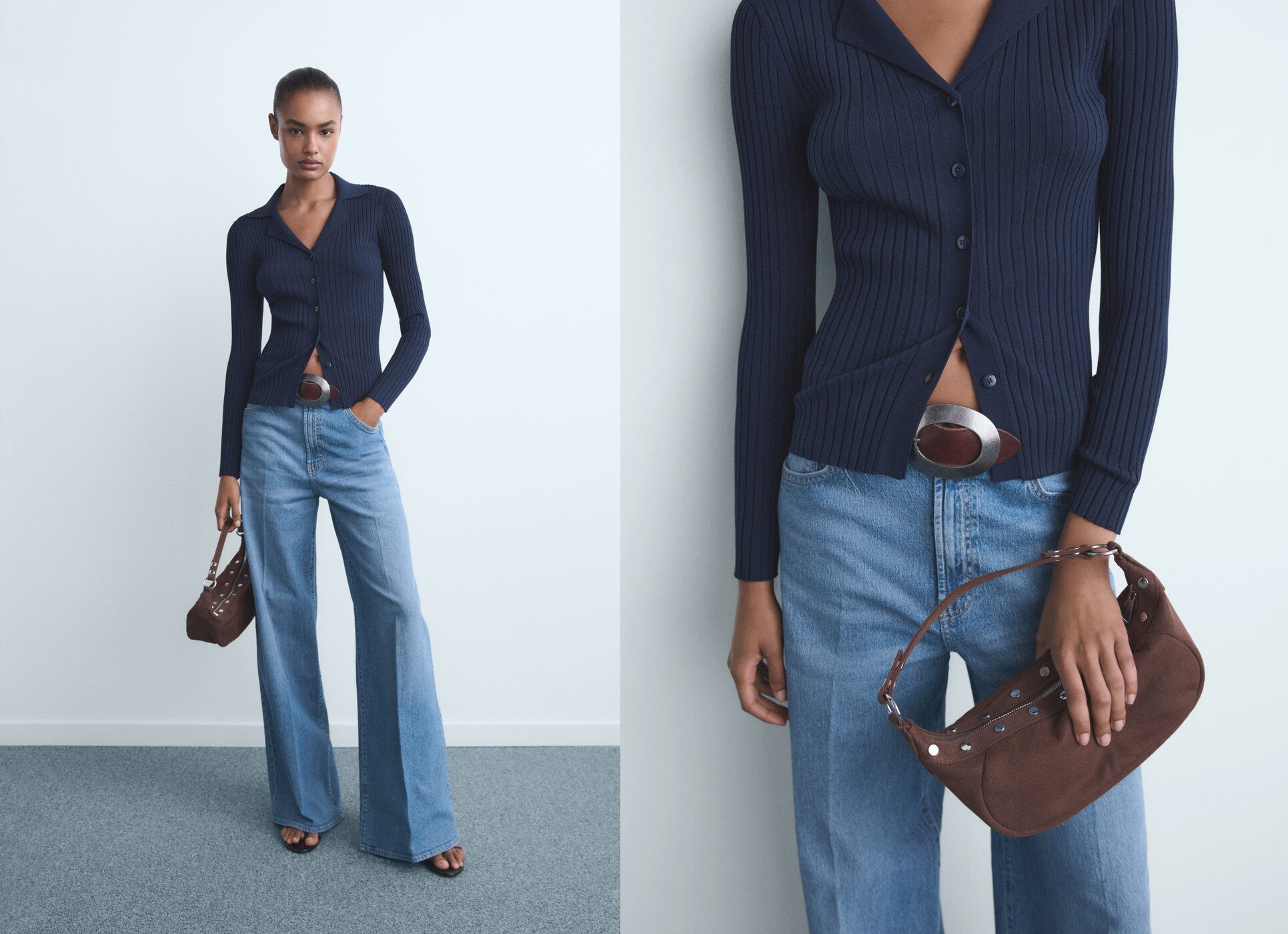 High-waisted wide-leg jeans - Panoramic plane