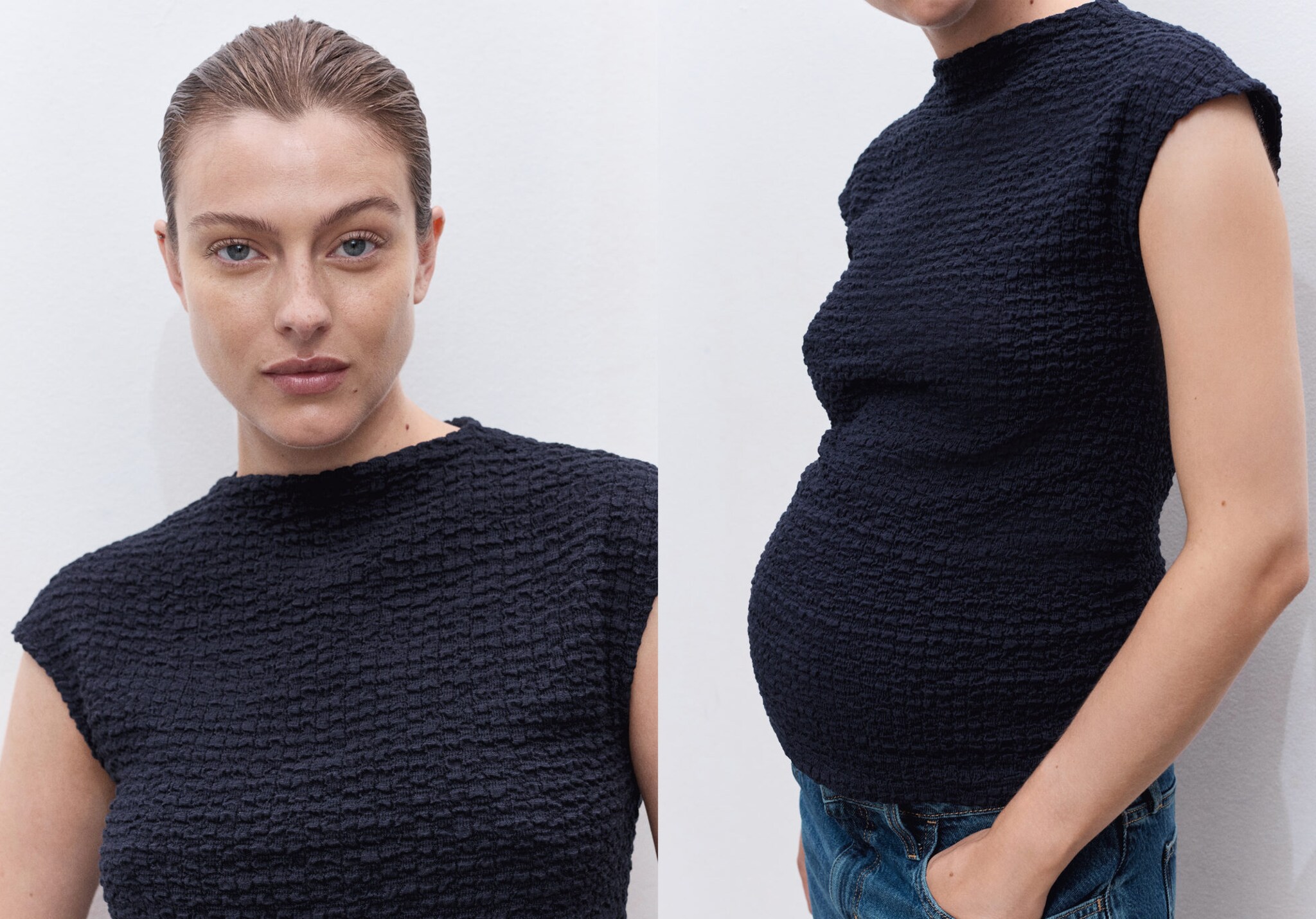 Crêpe cotton maternity top - Panoramic plane
