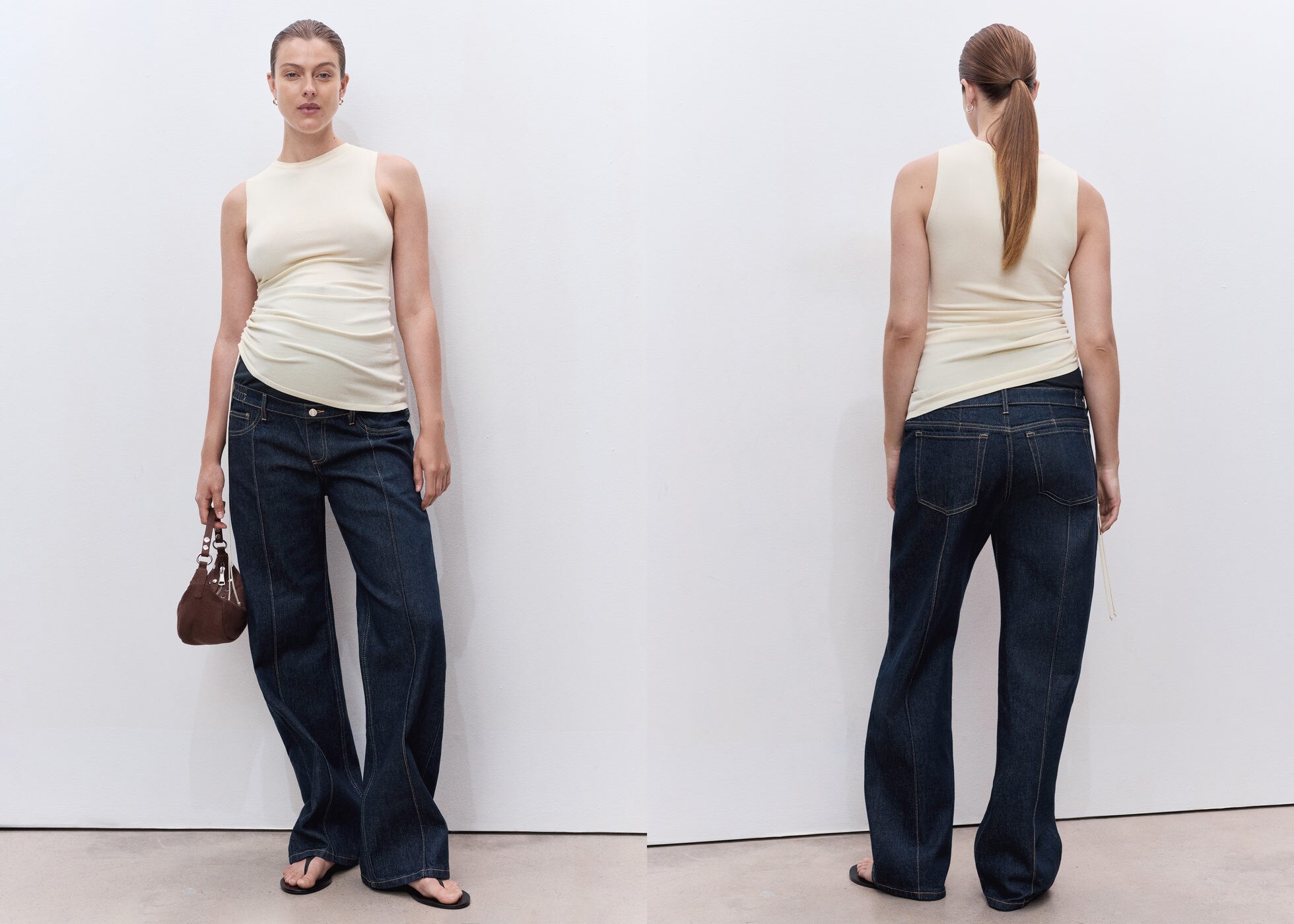 Straight-leg maternity jeans with stitching detail - Panoramic plane