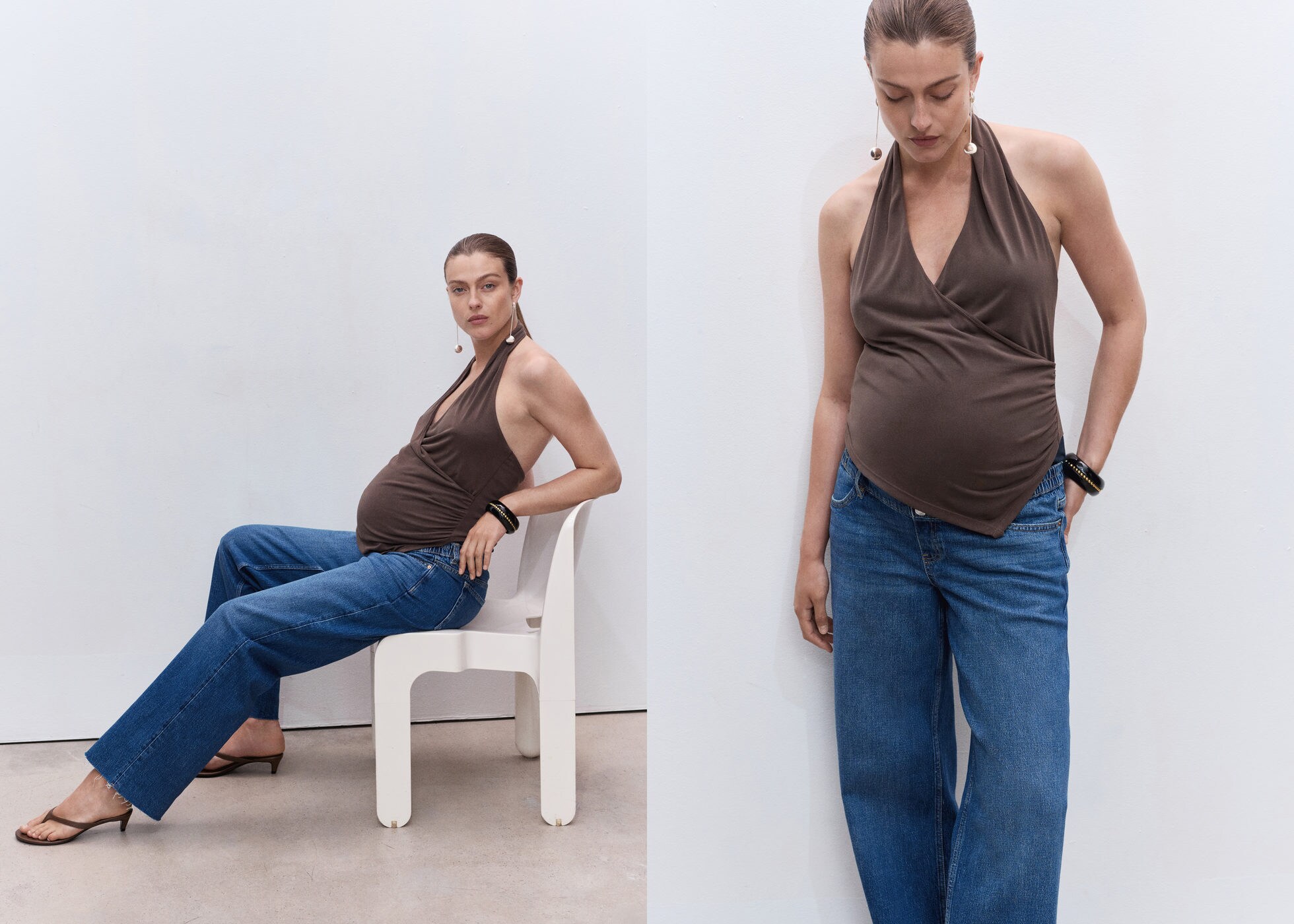 Wide-leg maternity jeans - Panoramic plane