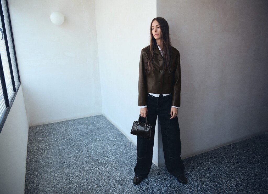 Mini shiny handbag with handles