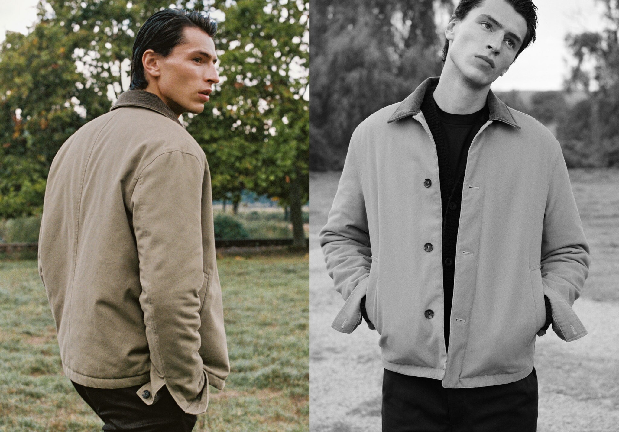 Chaqueta acolchada cuello pana - Plano panorámico