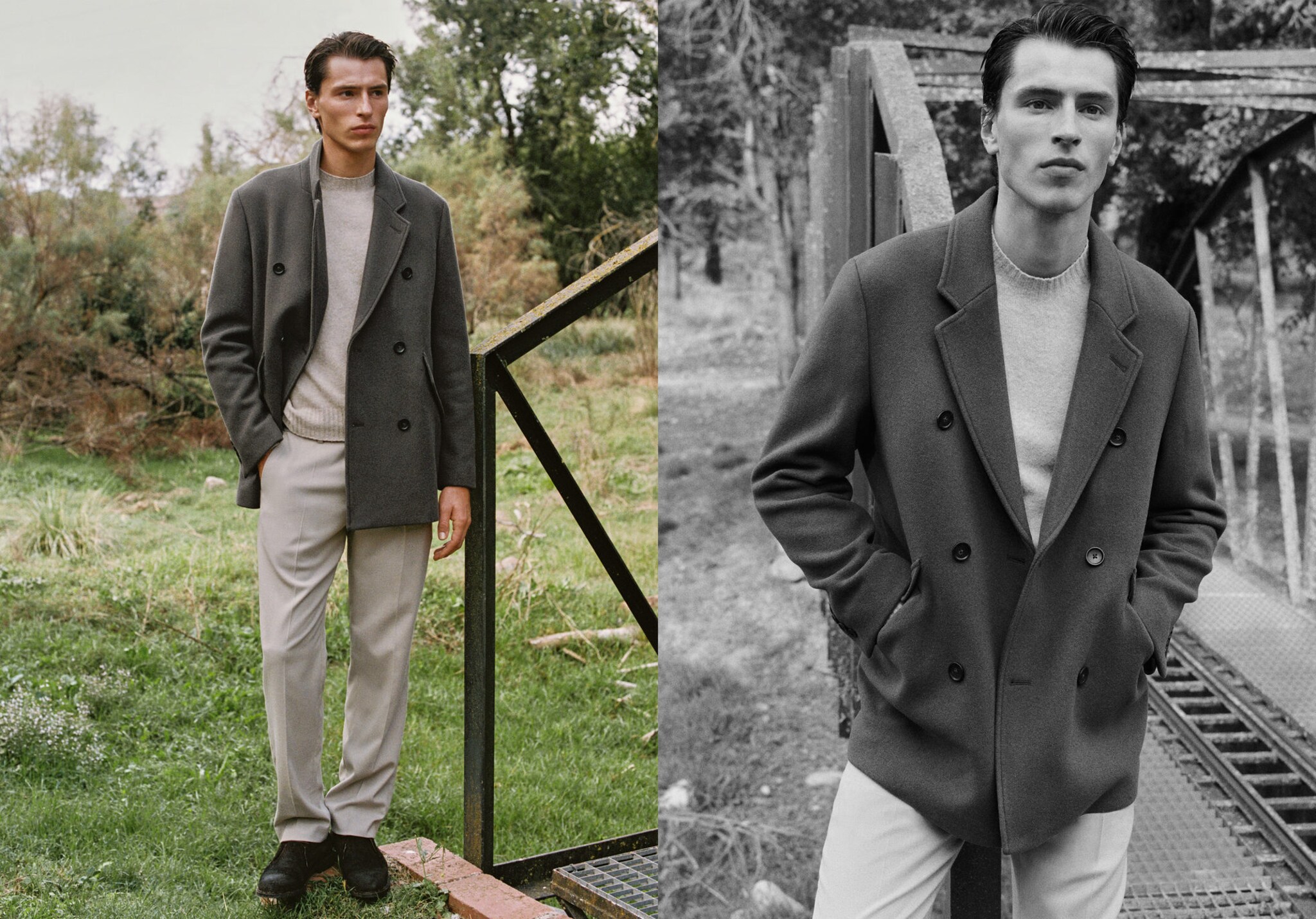Double-breasted wool-blend coat - Panoramic plane