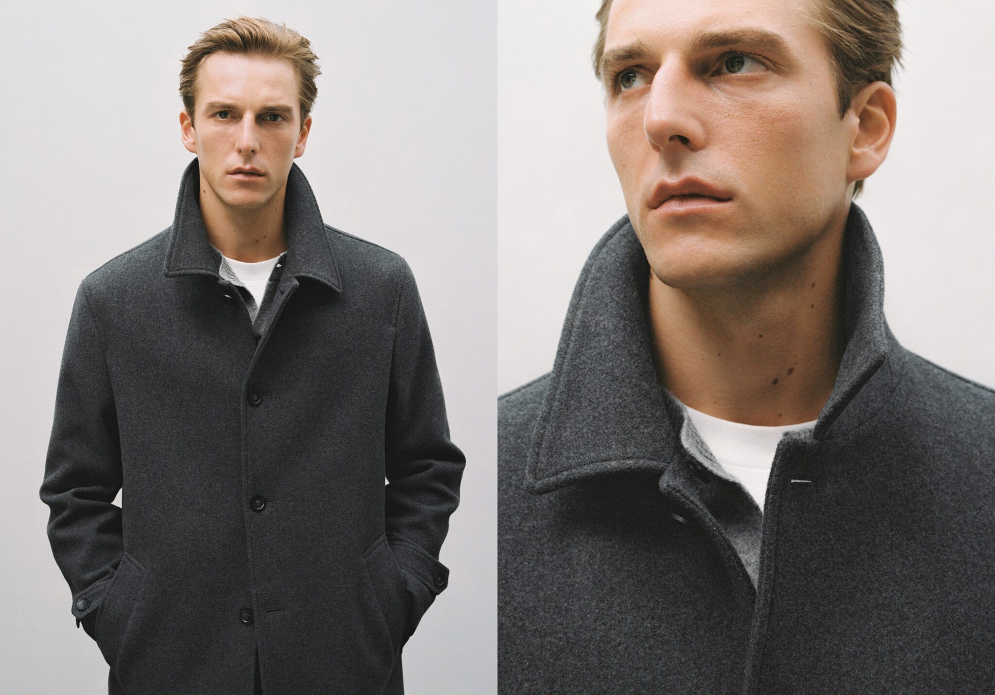 Detachable hood wool coat - Panoramic plane