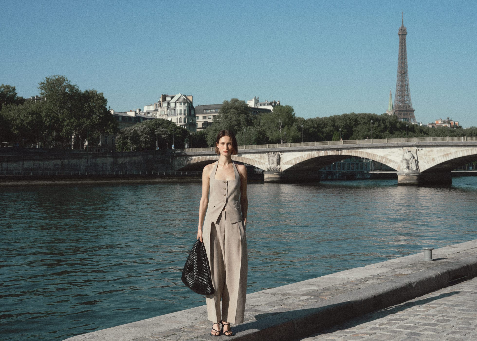 Linen-blend balloon suit trousers - Panoramic plane