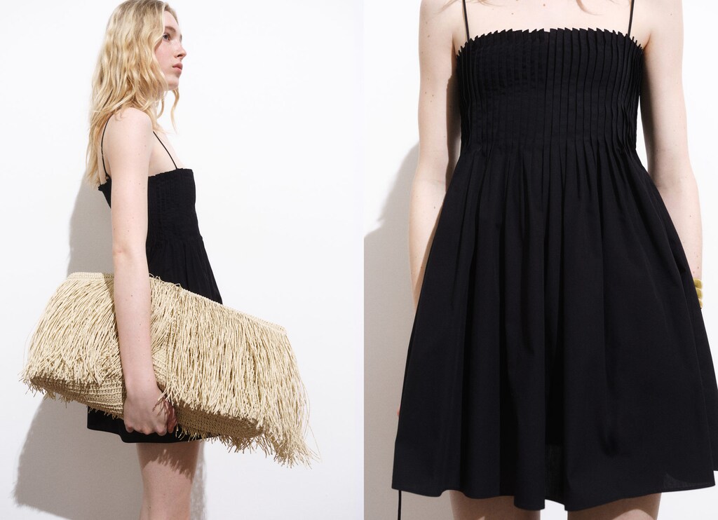 Cotton dress with pleats