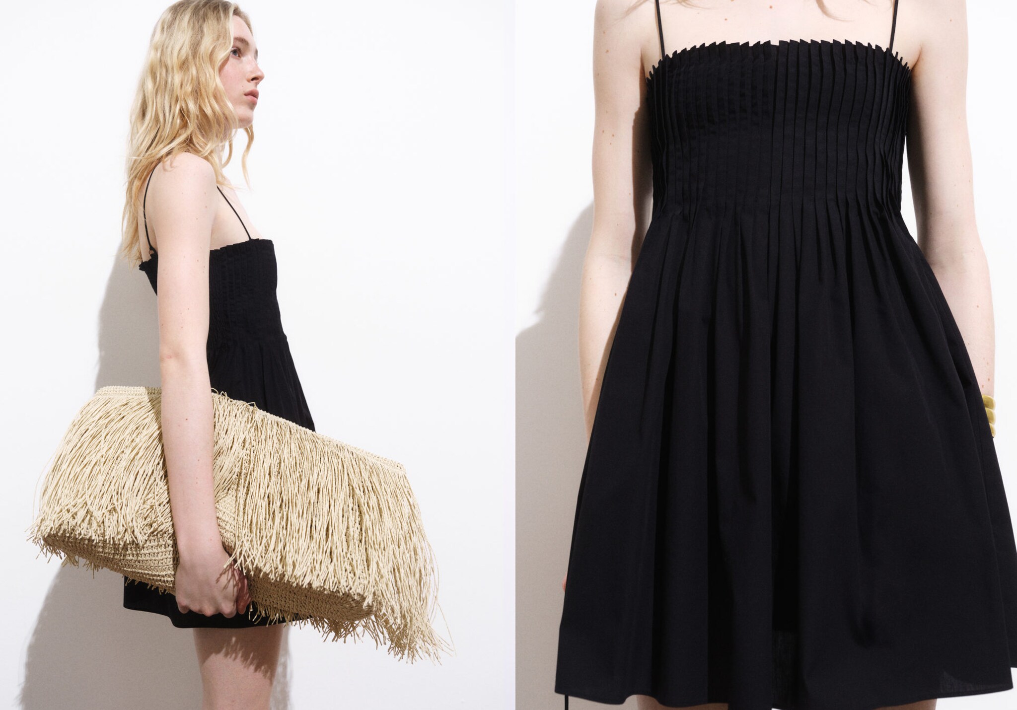 Short pleated cotton dress - Panoramic plane