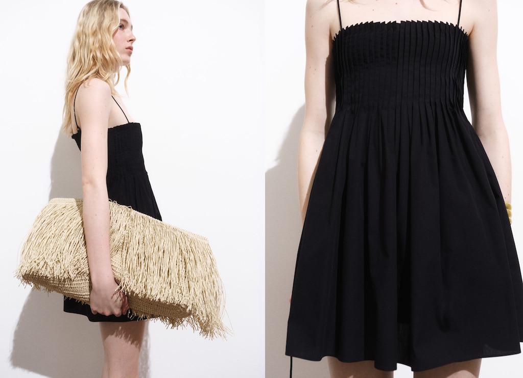 Cotton dress with pleats