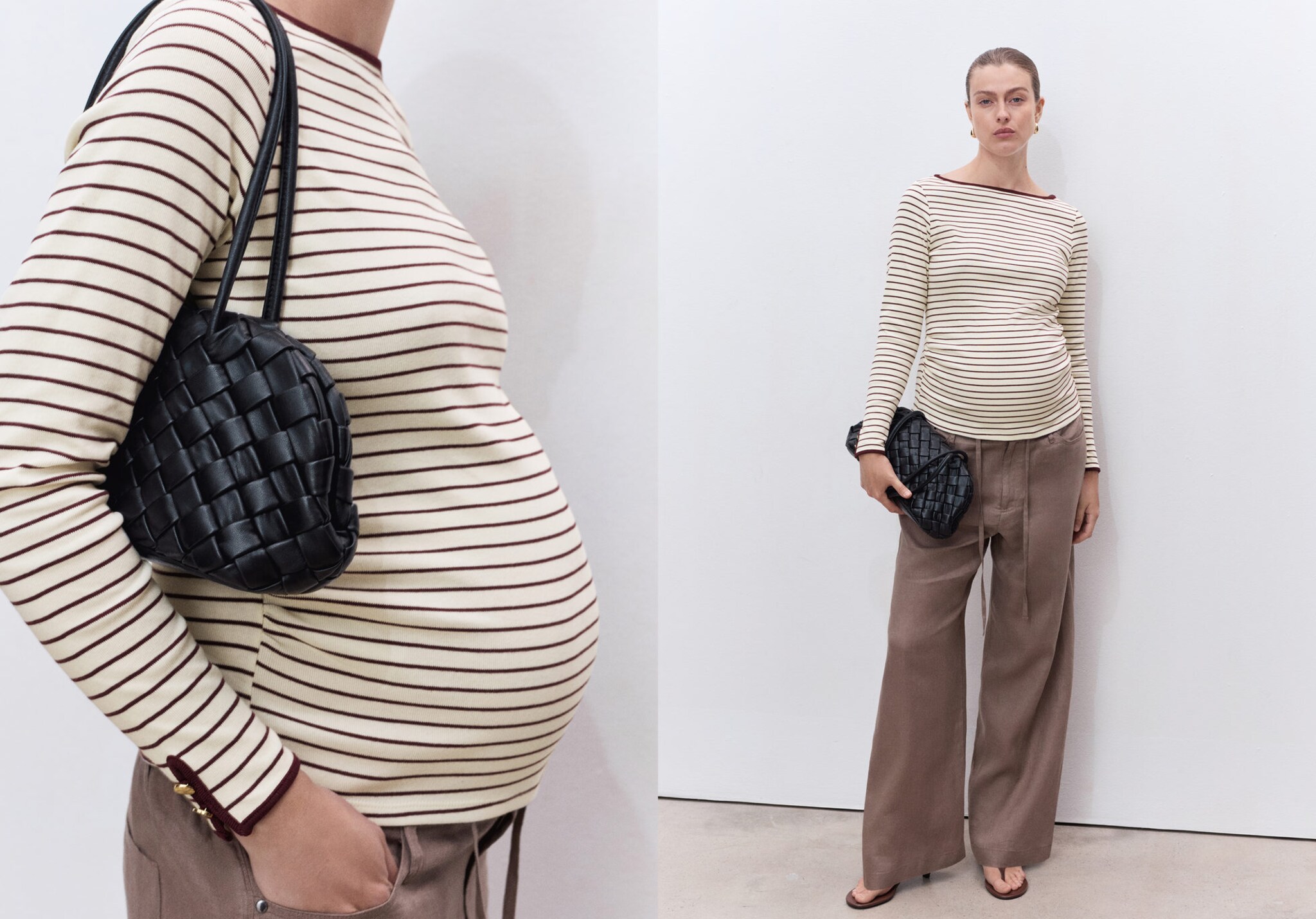 Cotton maternity t-shirt with buttoned cuffs - Panoramic plane