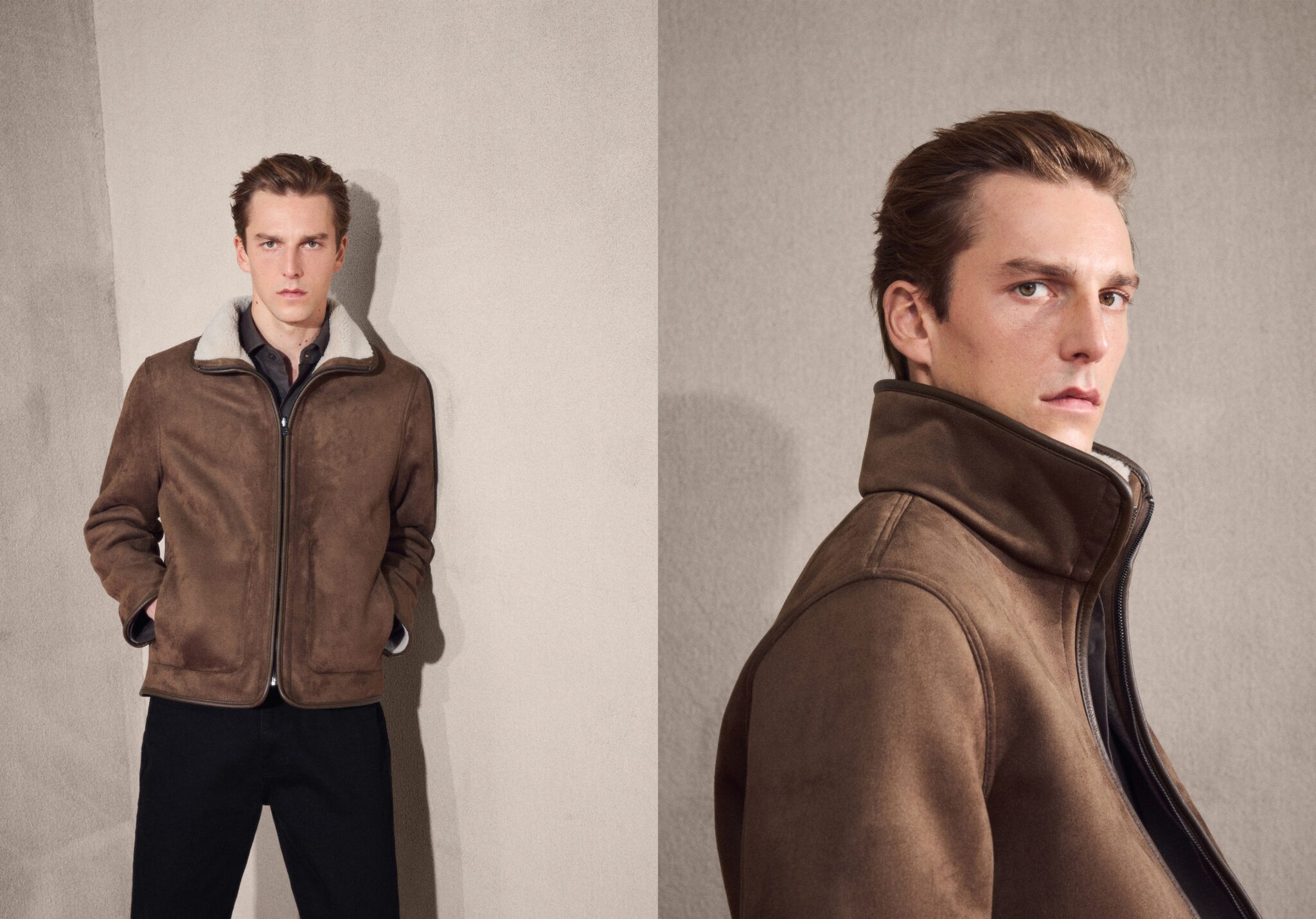 Vändbar jacka i fårskinnsimitation - Panoramabild