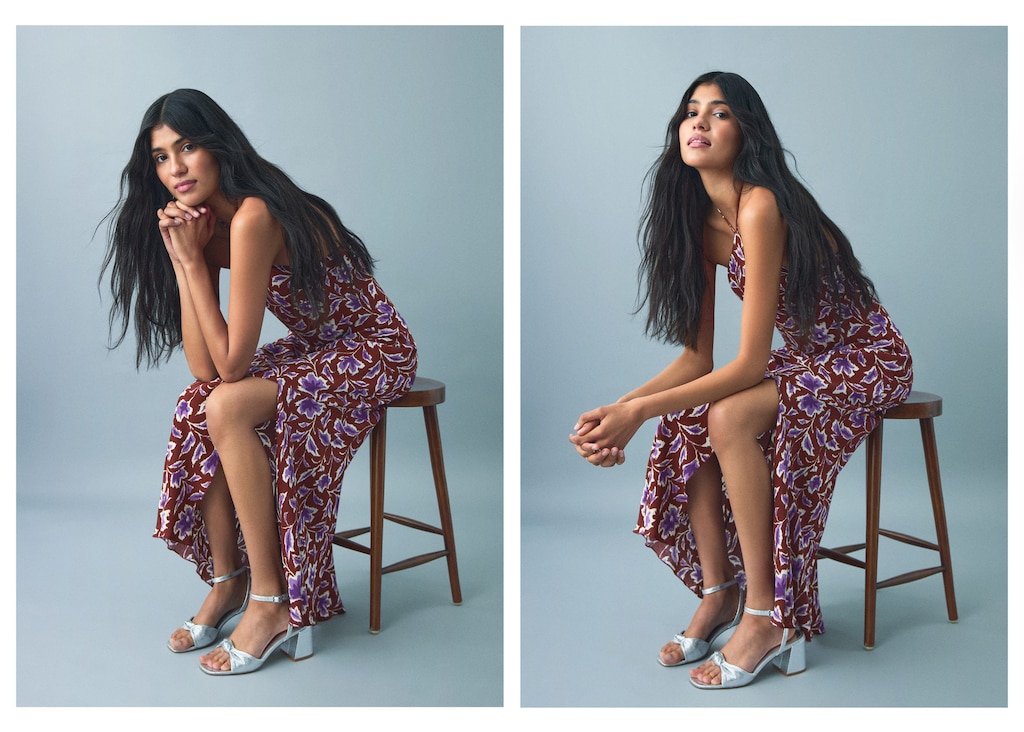 Floral-print halter dress