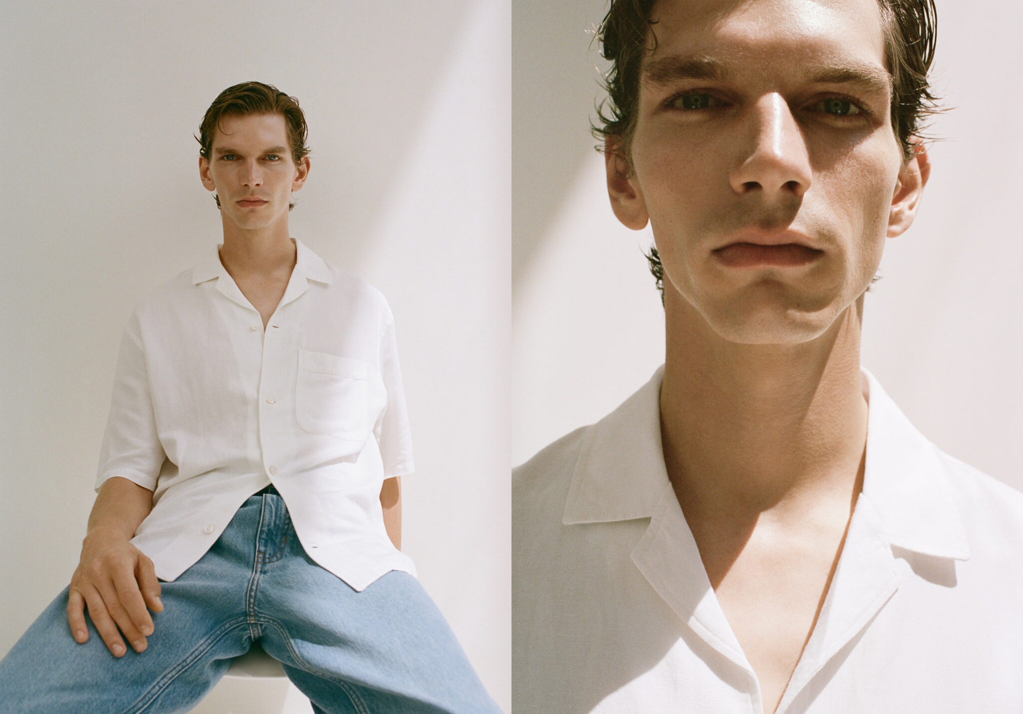 Regular-fit linen blend shirt - Panoramic plane