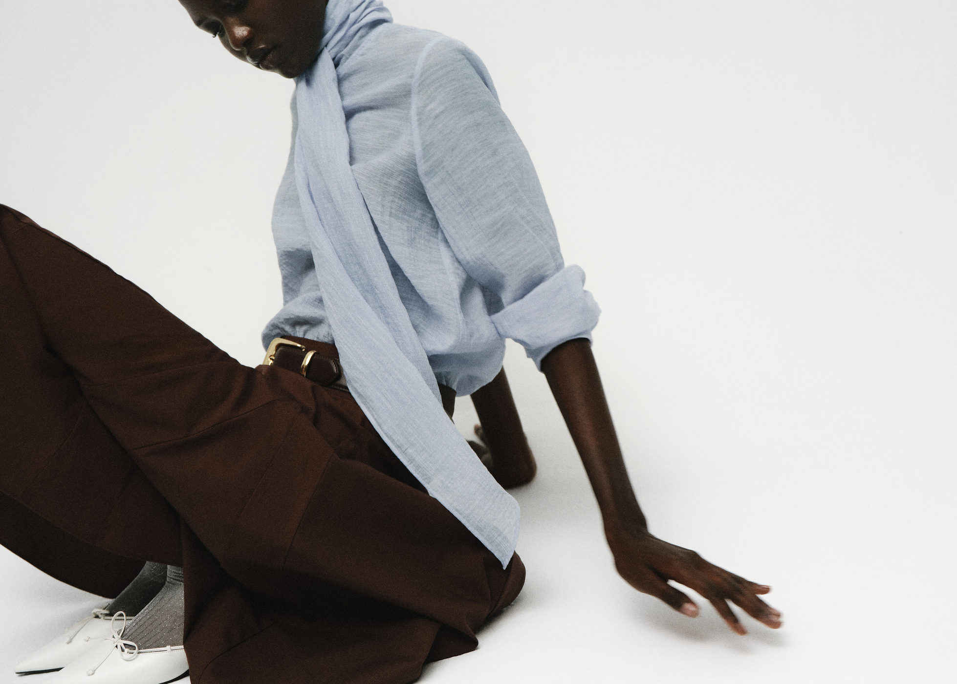 Textured blouse with foulard - Panoramic plane