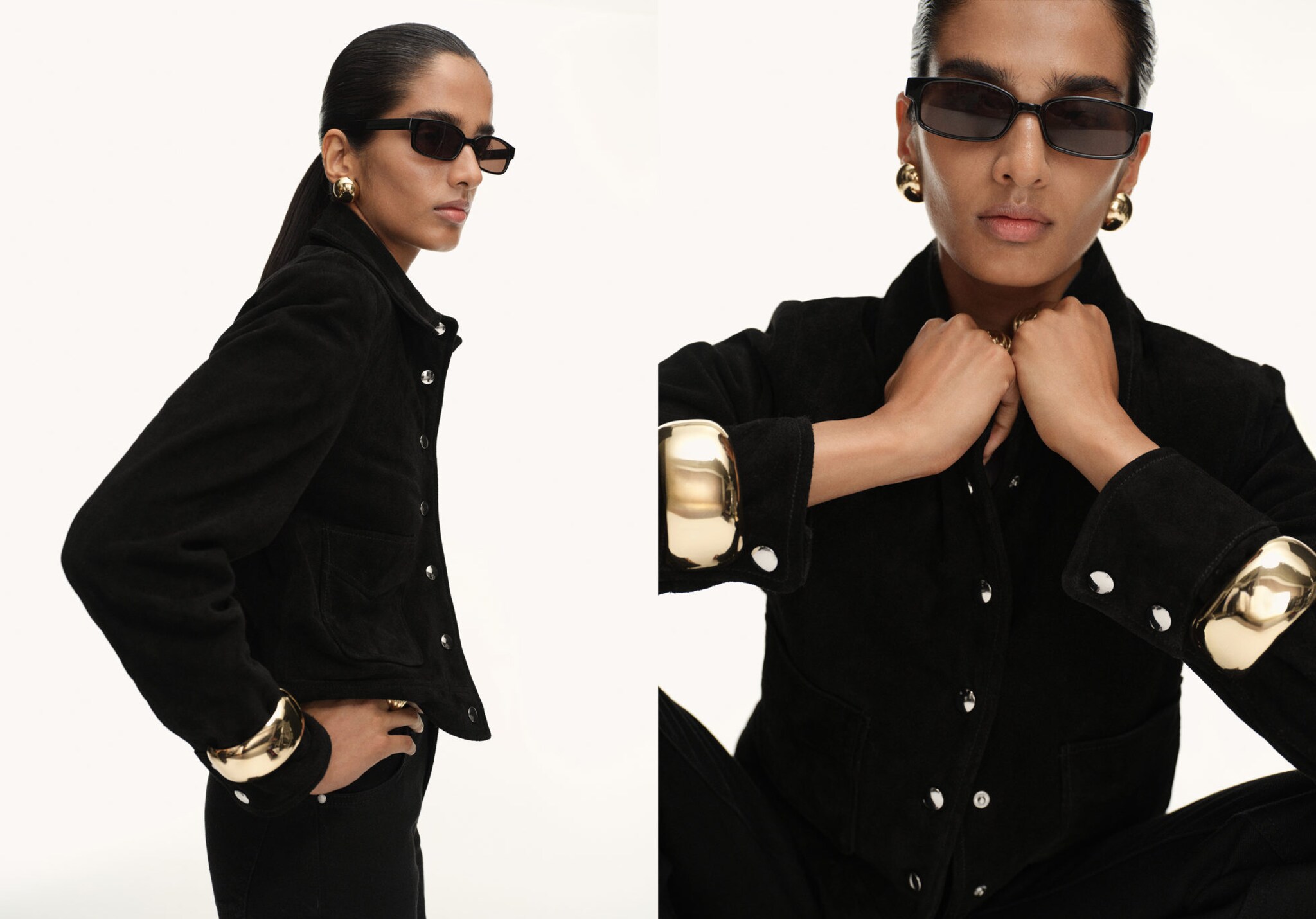 Suede leather jacket with buttons - Panoramic plane
