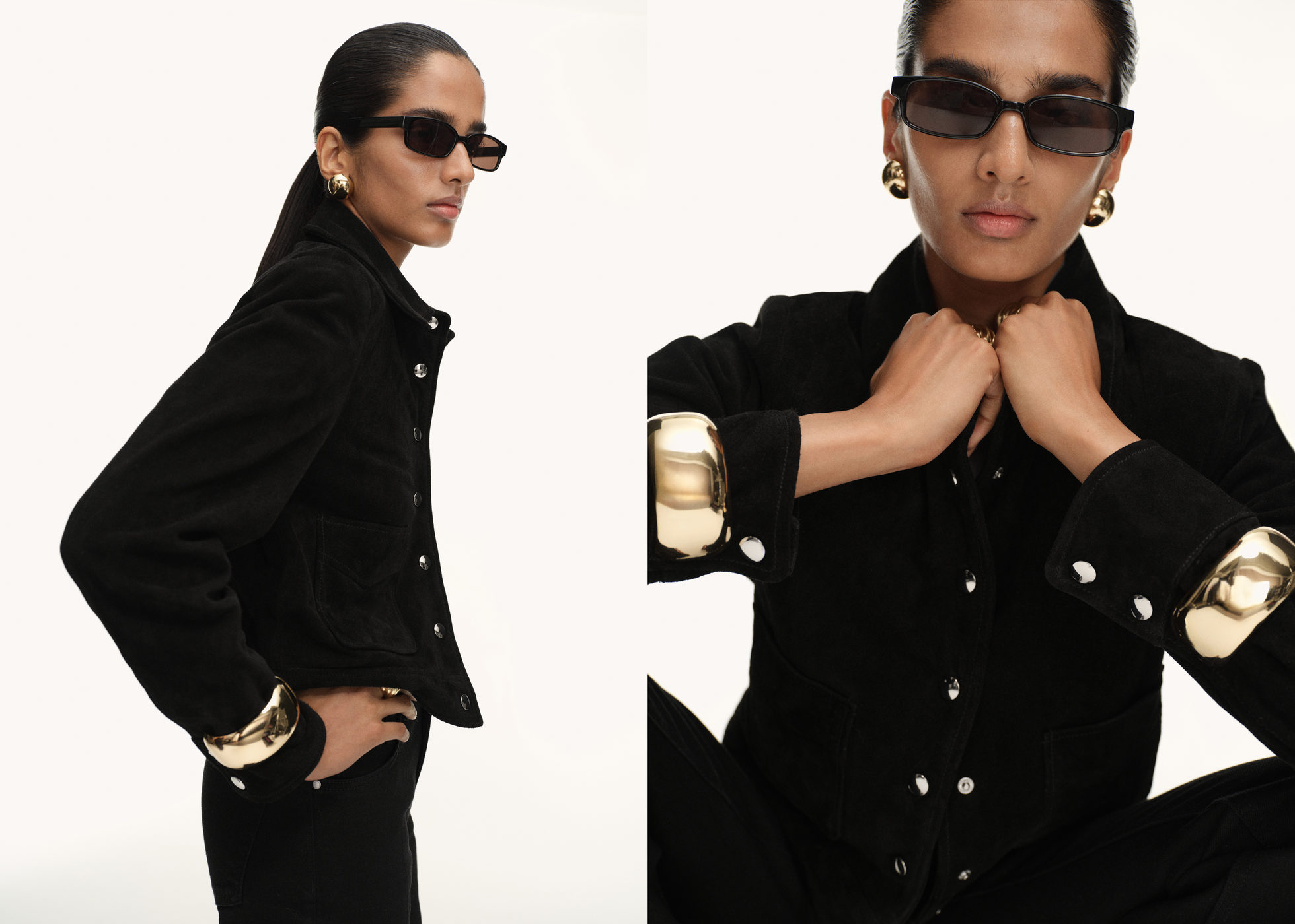 Suede leather jacket with buttons - Panoramic plane