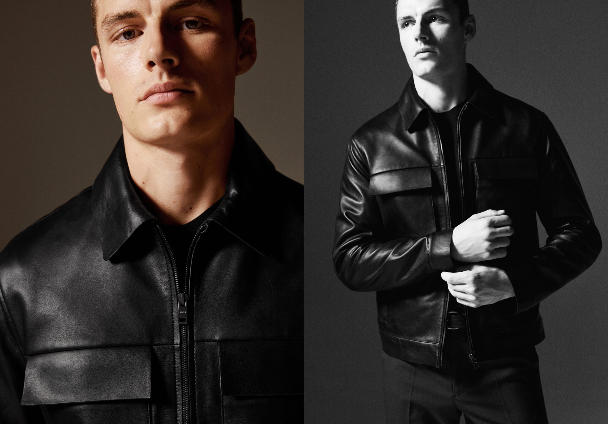 100% leather jacket with pockets - Panoramic plane