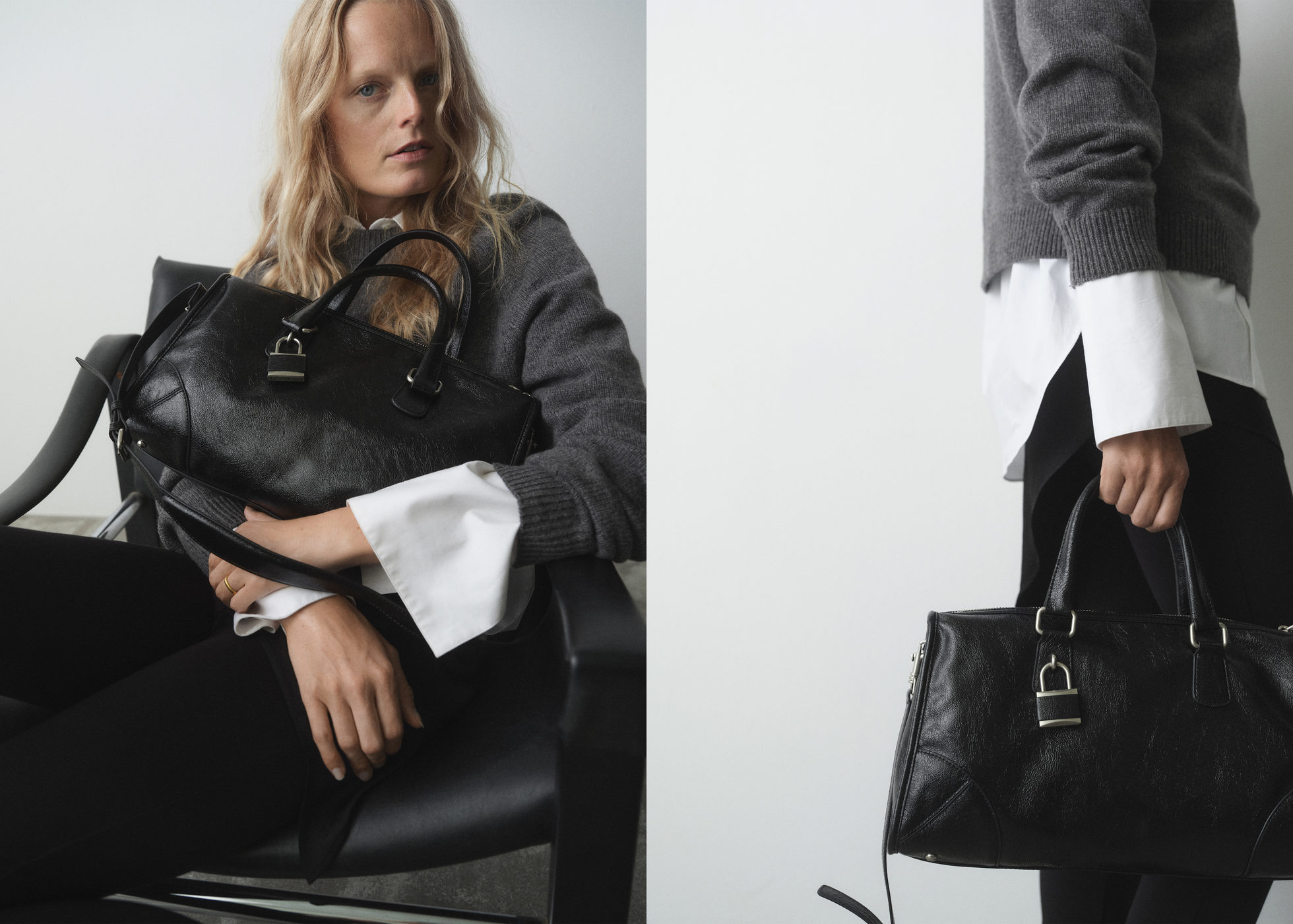 Shiny handbag with handles - Panoramic plane
