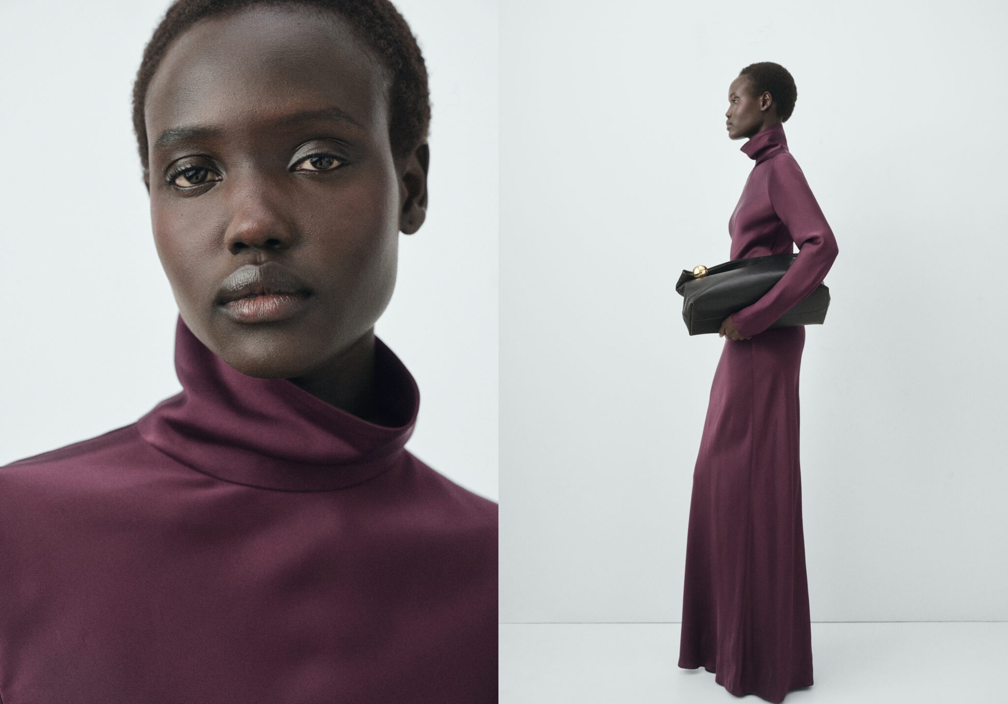 Satin high-neck dress - Panoramic plane