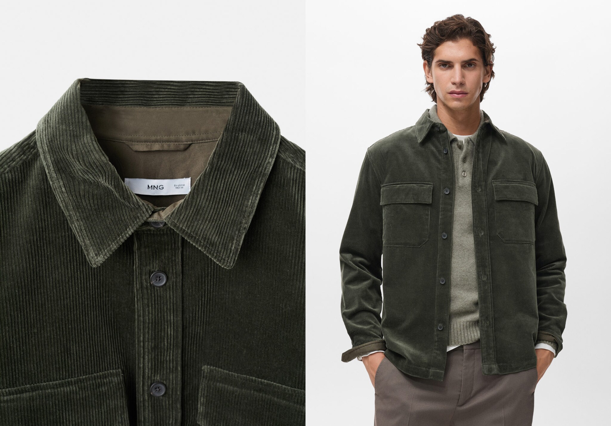 Corduroy overshirt with pockets - Panoramic plane