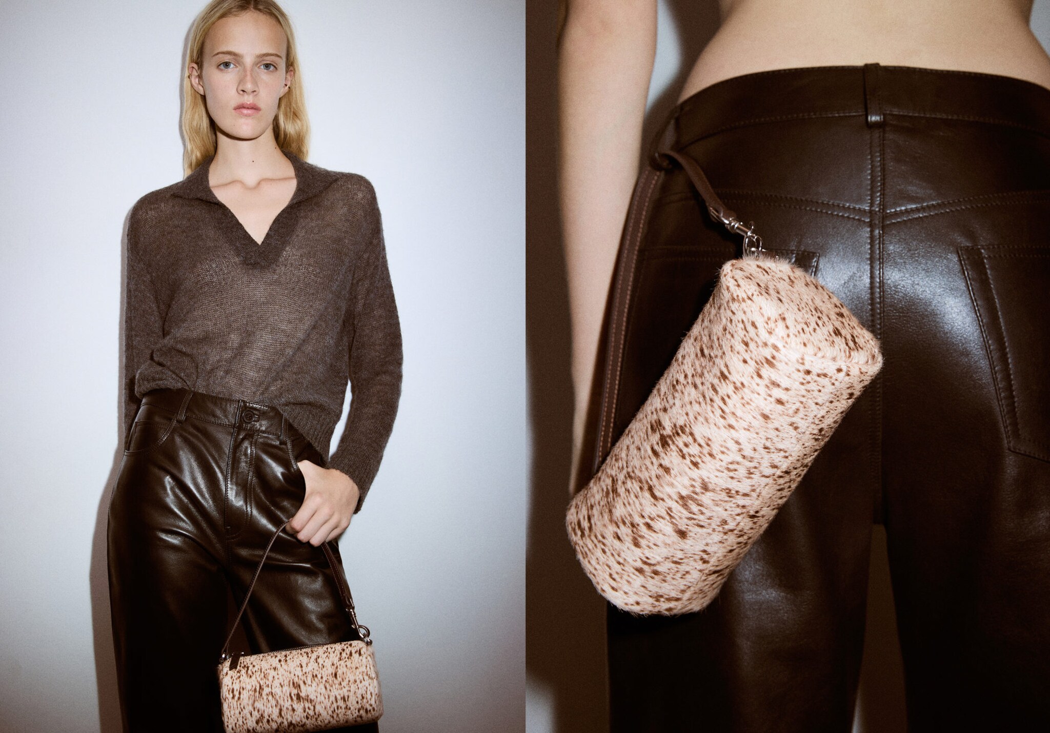 Cow leather shoulder bag - Panoramic plane