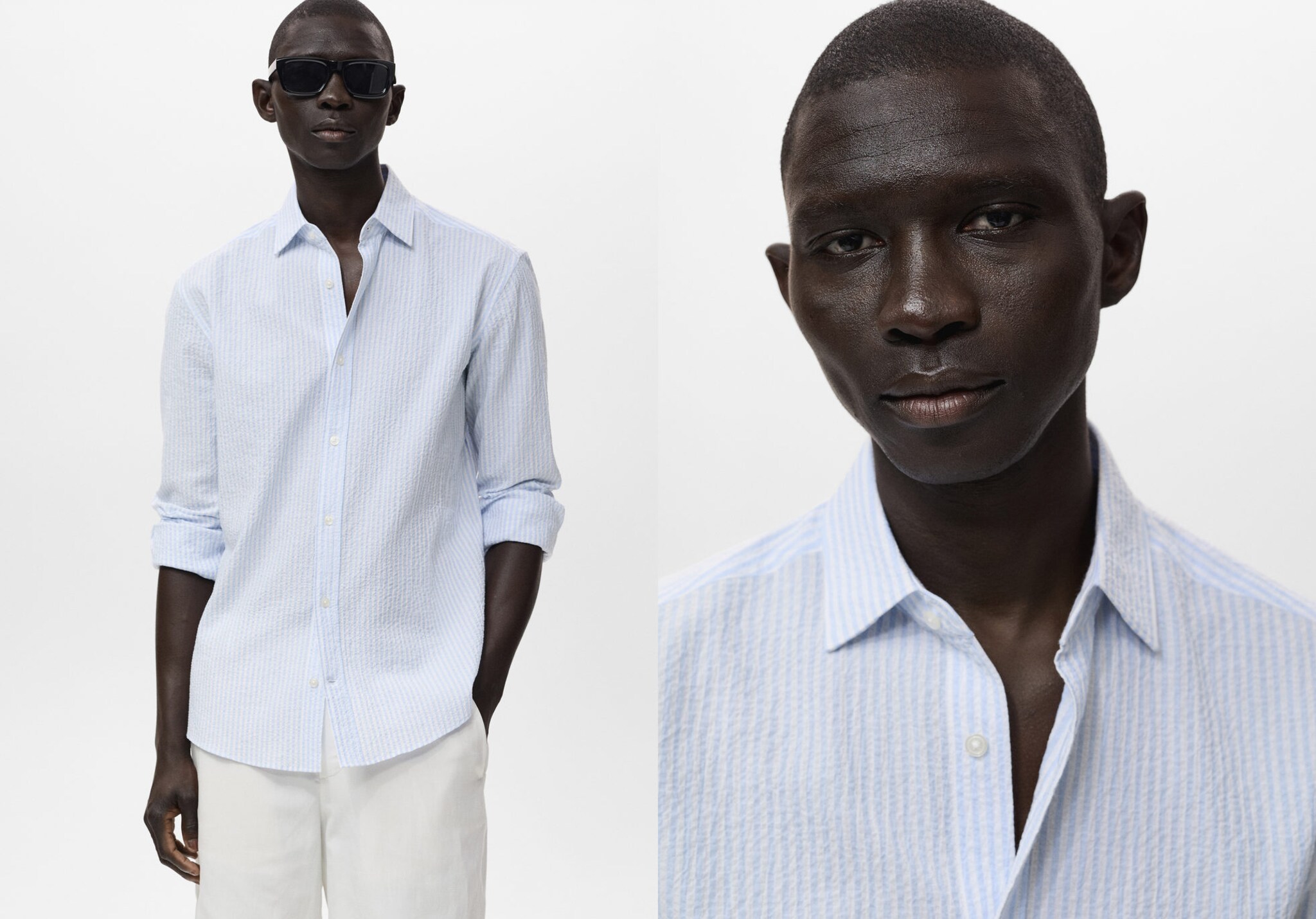 Camisa regular fit textura ratlles - Pla panoràmic