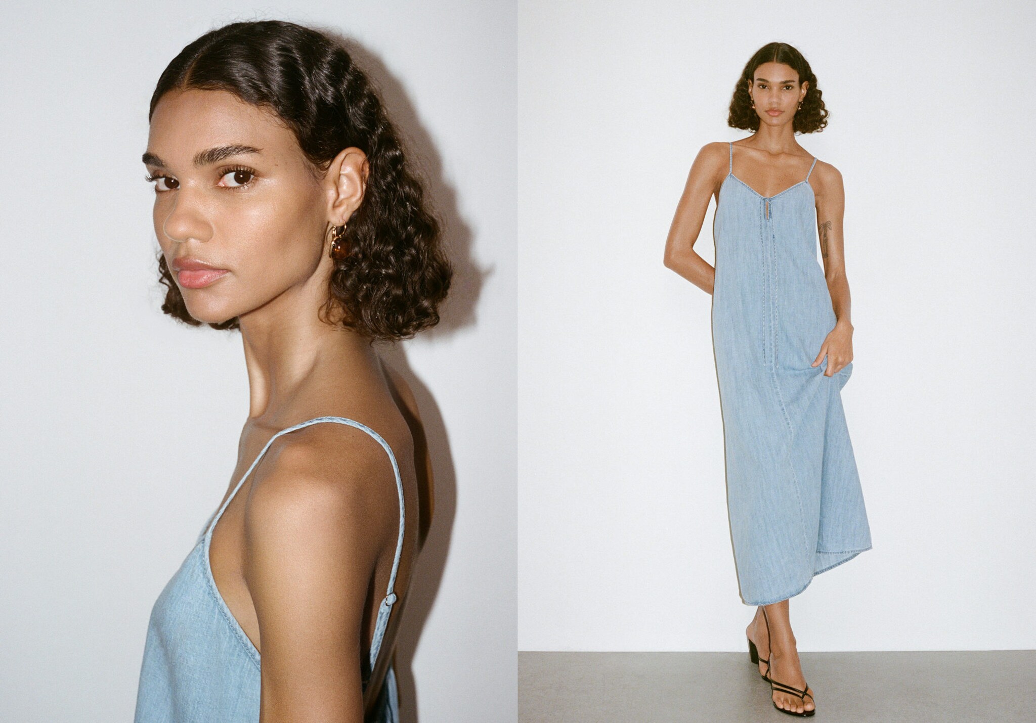 Strappy denim dress - Panoramic plane
