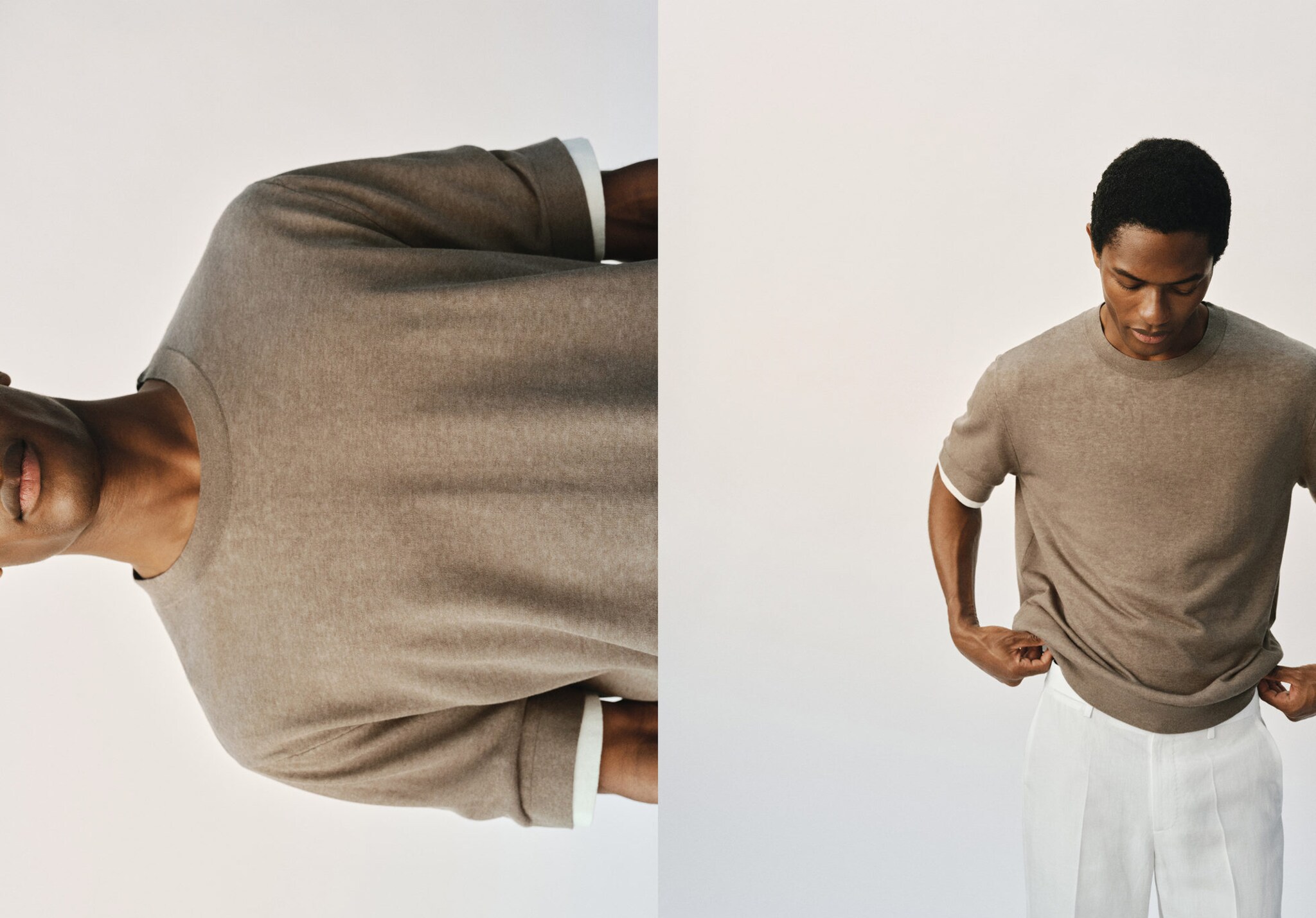 Contrasting cotton-blend T-shirt - Panoramic plane