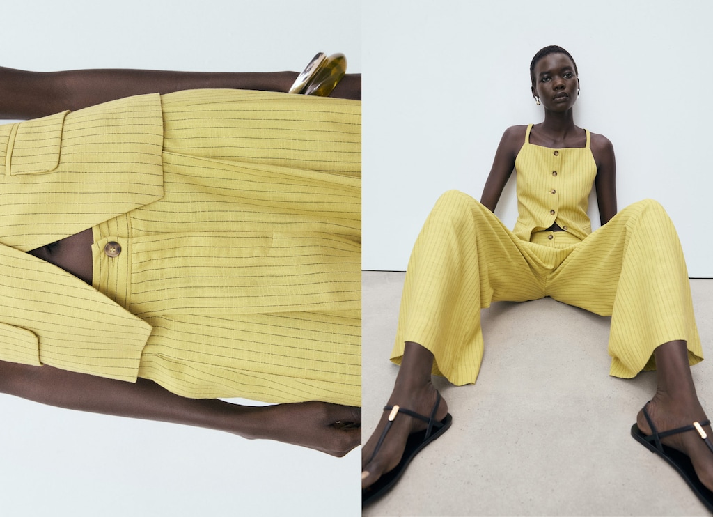 Striped straight suit trousers