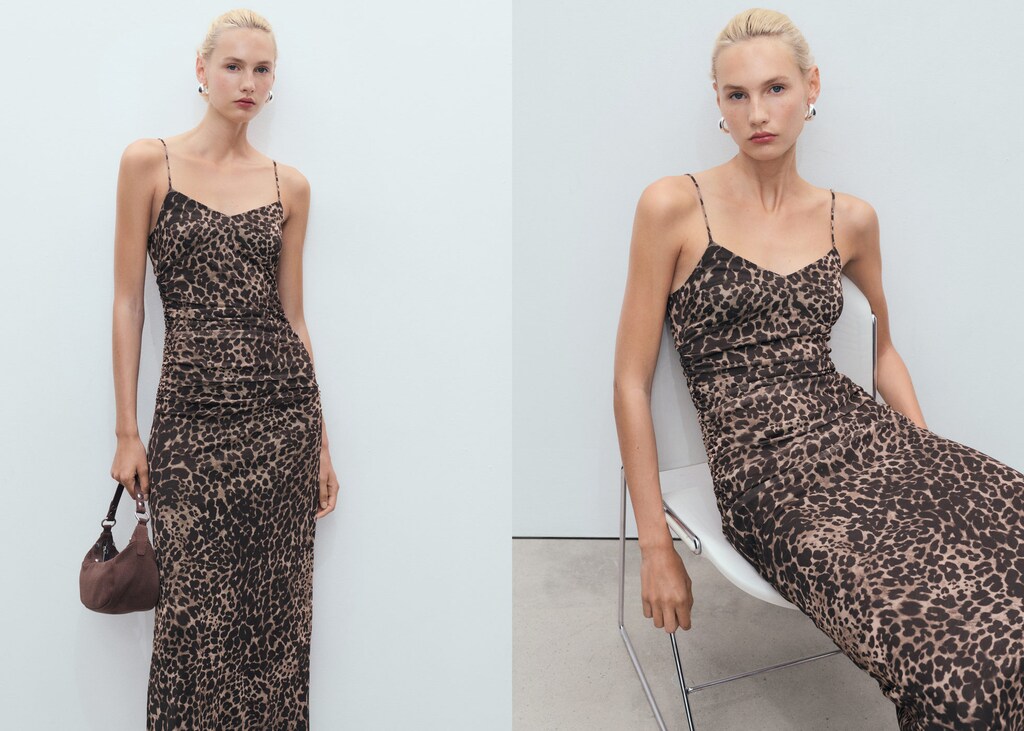 Ruched leopard-print midi-dress - image 3