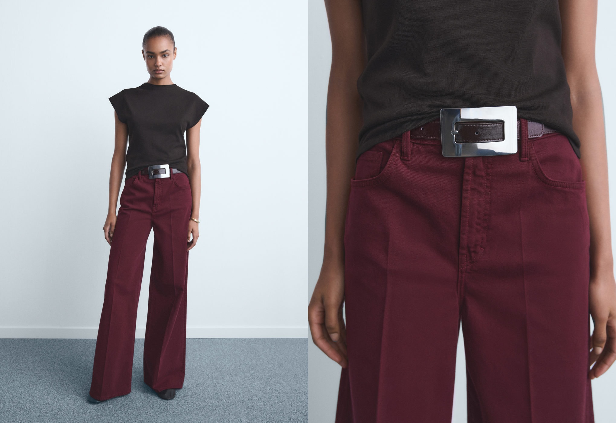 Jeans wide leg tiro alto - Plano panorámico
