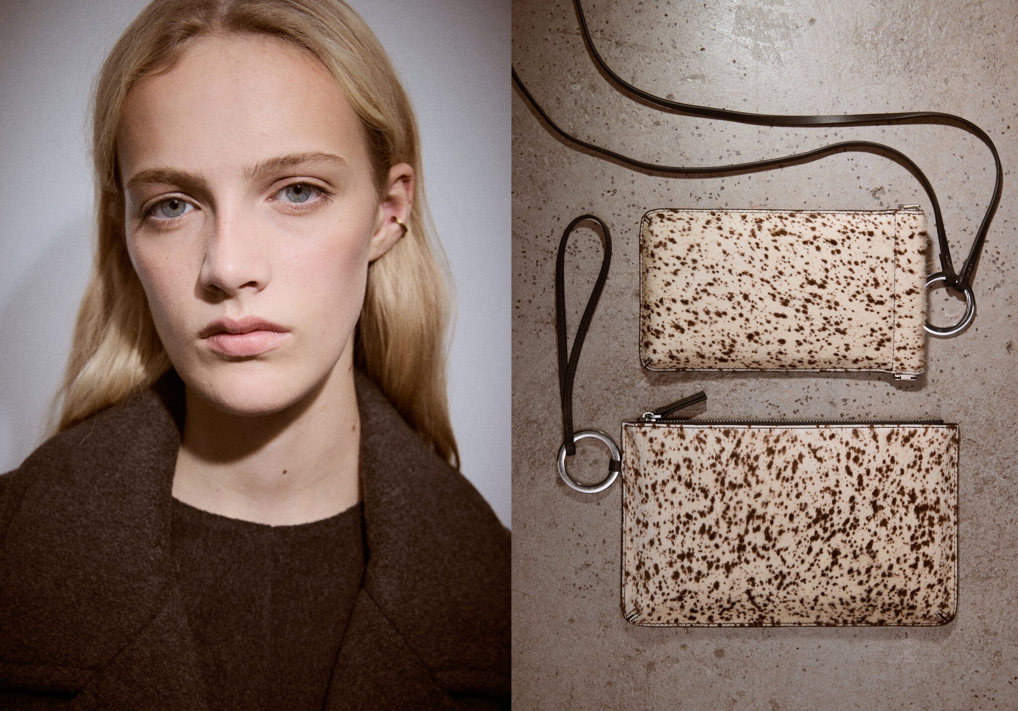 Leather and fur clutch - Panoramic plane
