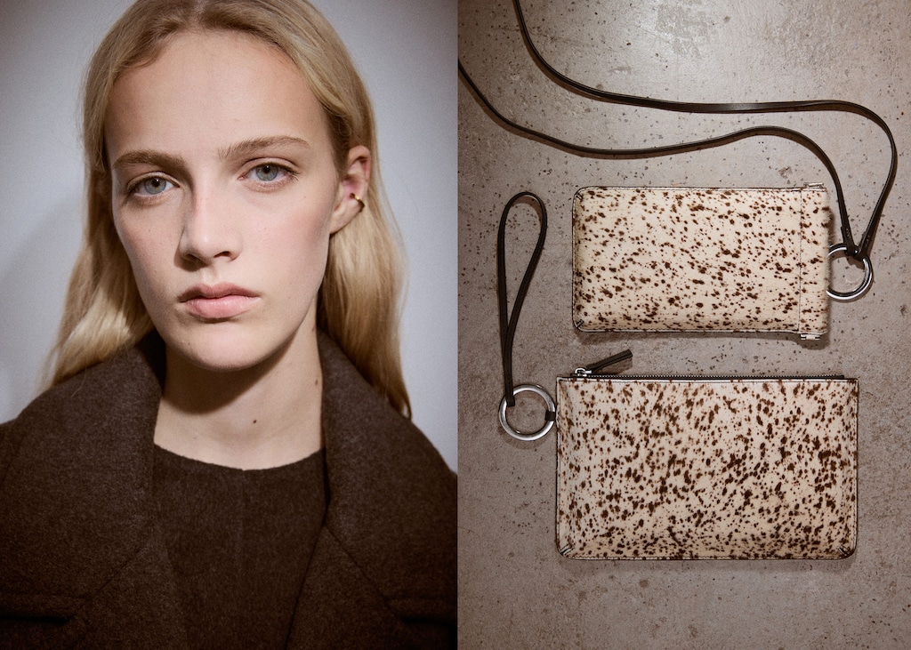 Leather and fur clutch